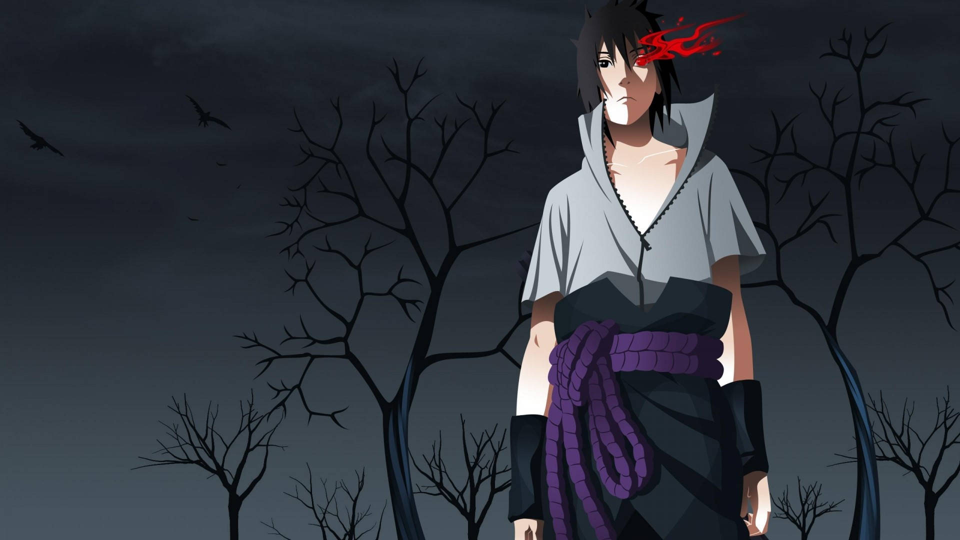 Sasuke Pfp, Anime character, dark forest, Full HD Desktop Wallpaper