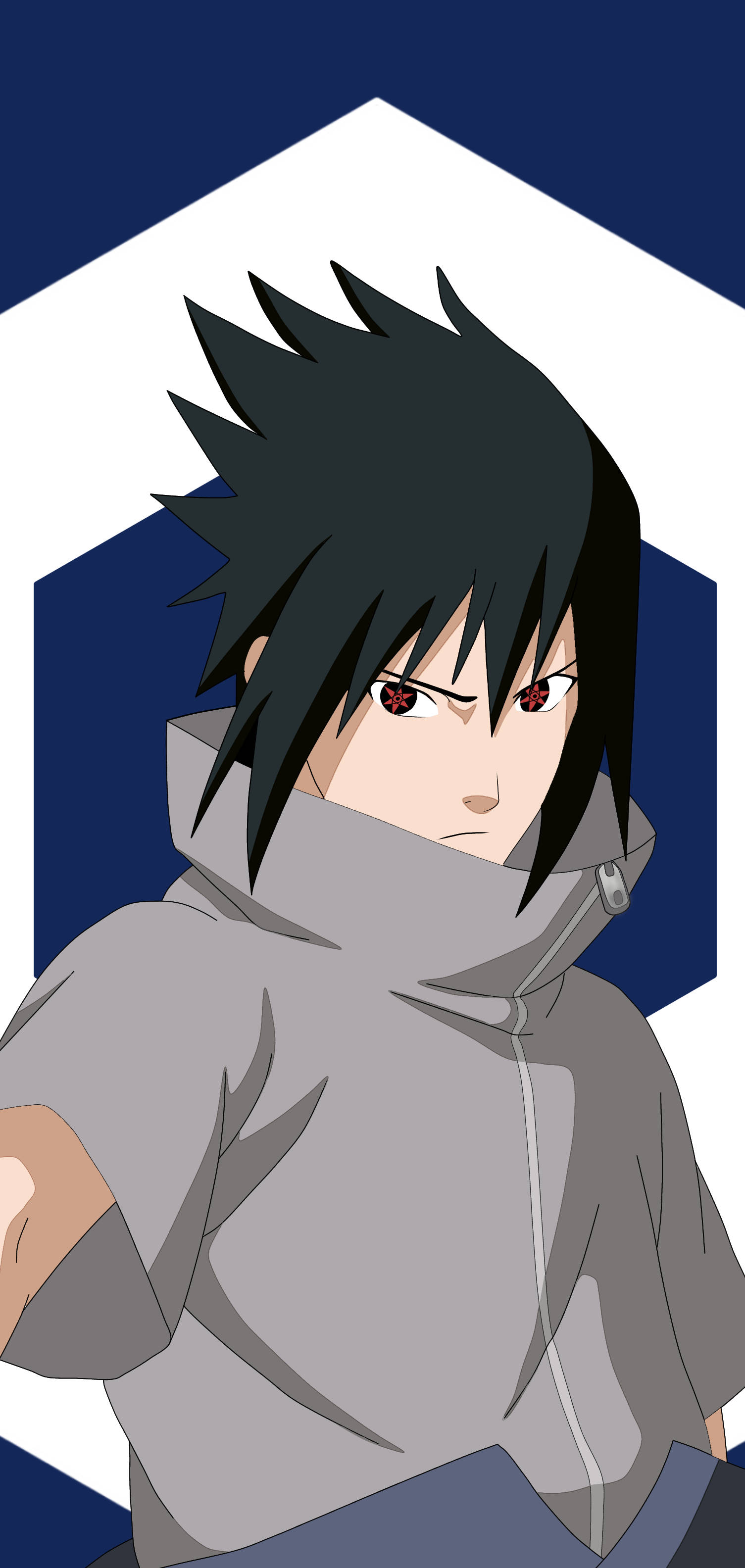 Sasuke, spiky black hair, red eyes, 2K Phone Wallpaper