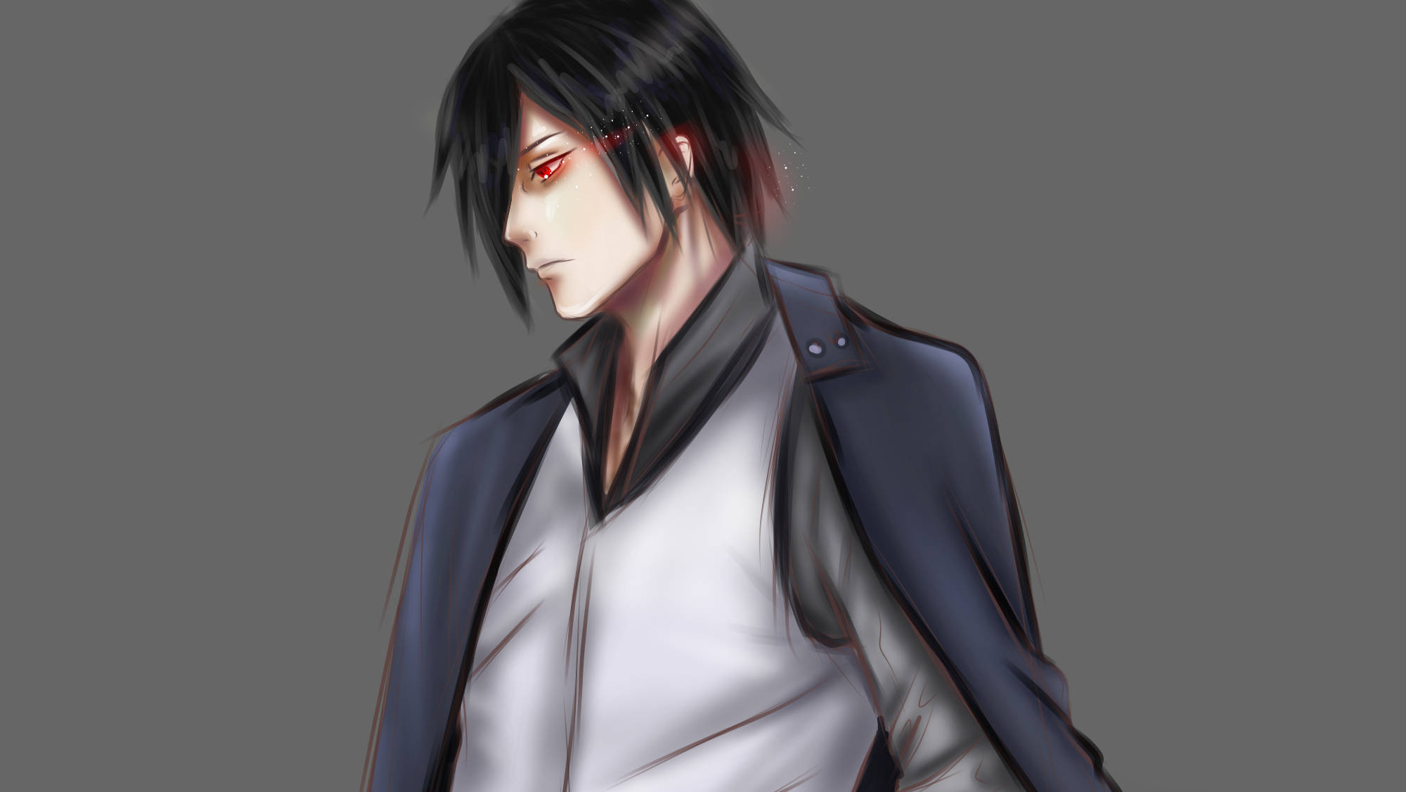 Sasuke Pfp, black hair, red eyes, Full HD Desktop Wallpaper
