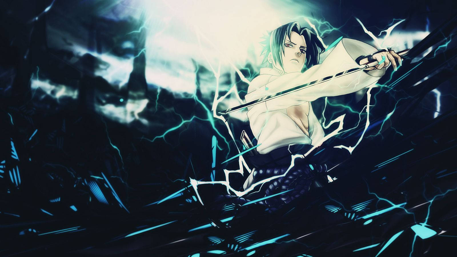 Sasuke, glowing sword, crackling blue lightning, HD Desktop Wallpaper