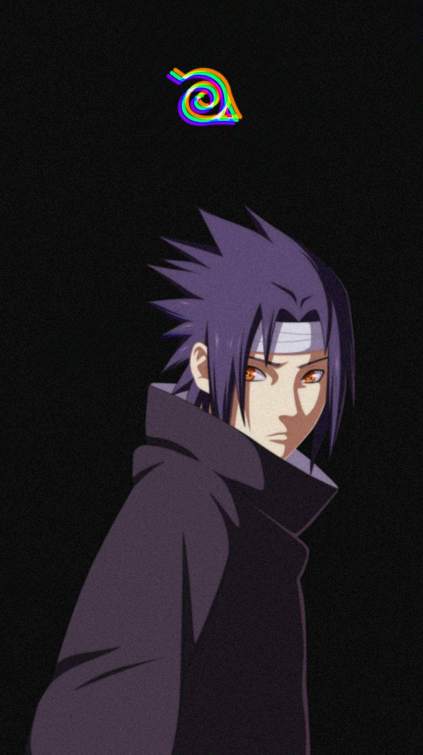 Sasuke Pfp, spiky purple hair, red eyes, Full HD Phone Wallpaper