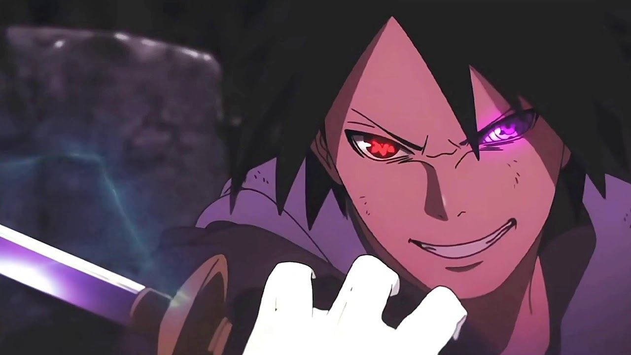 Sasuke, glowing red and purple eyes, sword, HD Desktop Wallpaper
