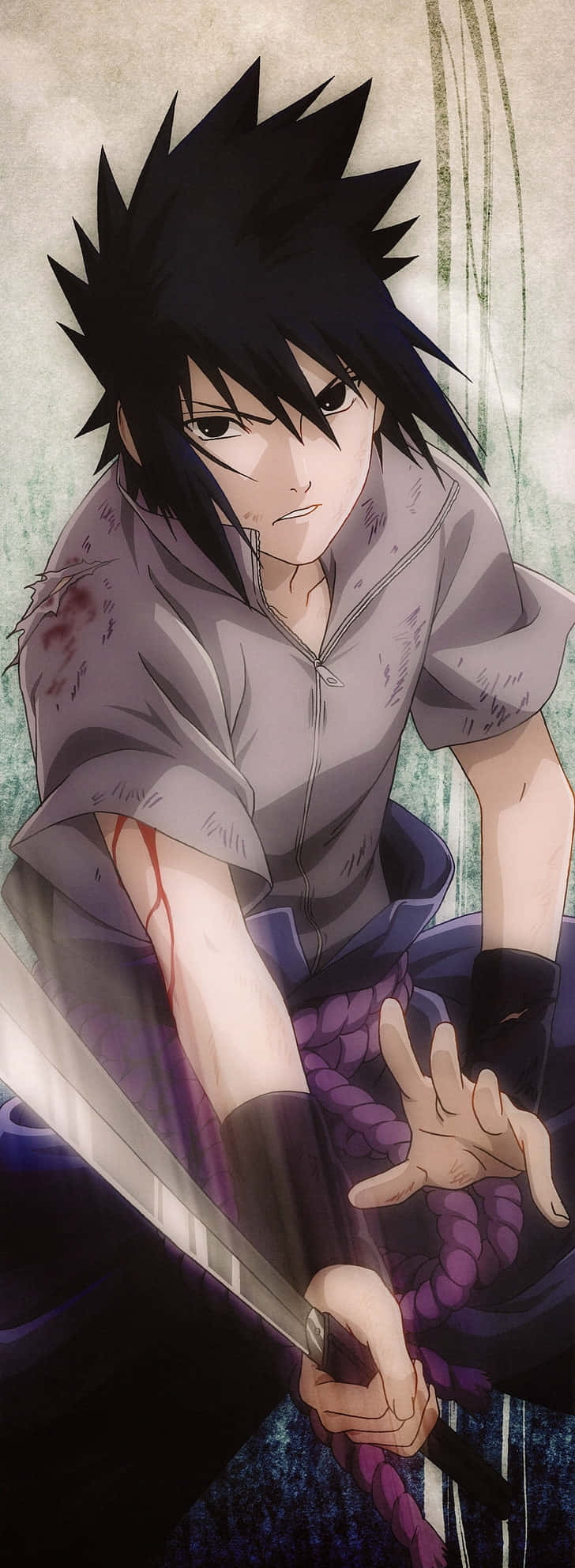 Sasuke, spiky black-haired anime boy, torn grey shirt, Full HD Phone Wallpaper