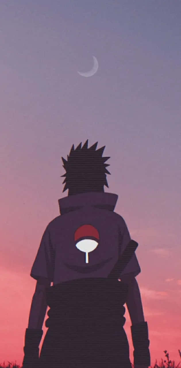 Sasuke, silhouette, moonlit sky, SD Phone Wallpaper