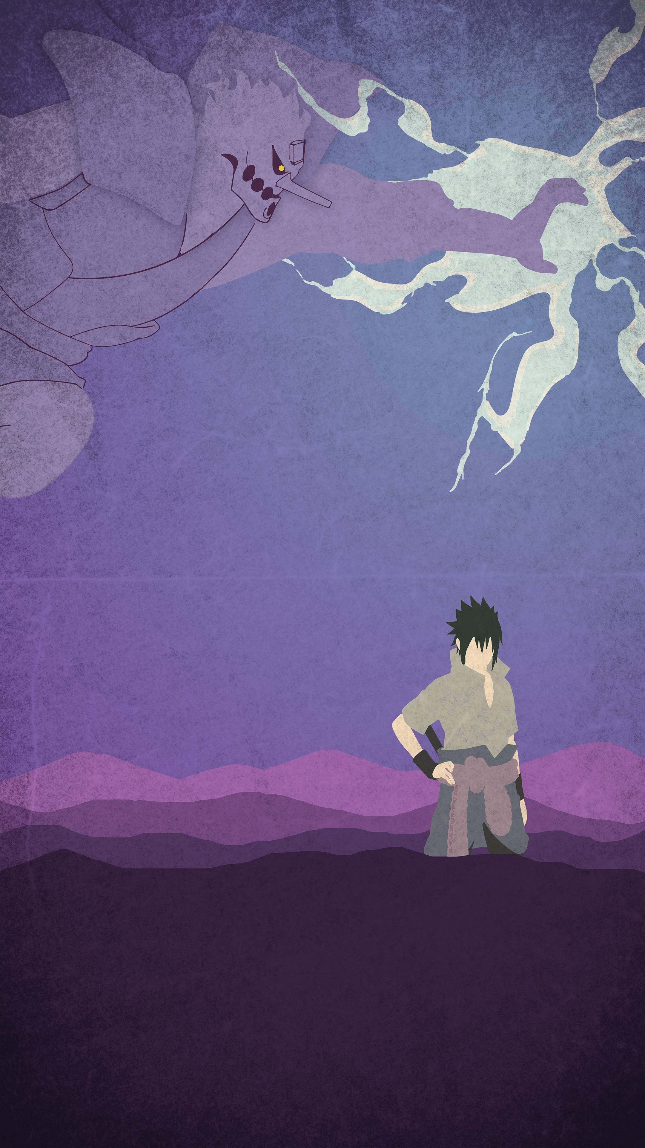 Sasuke, Sasuke Susanoo, purple demon, 4K Phone Wallpaper