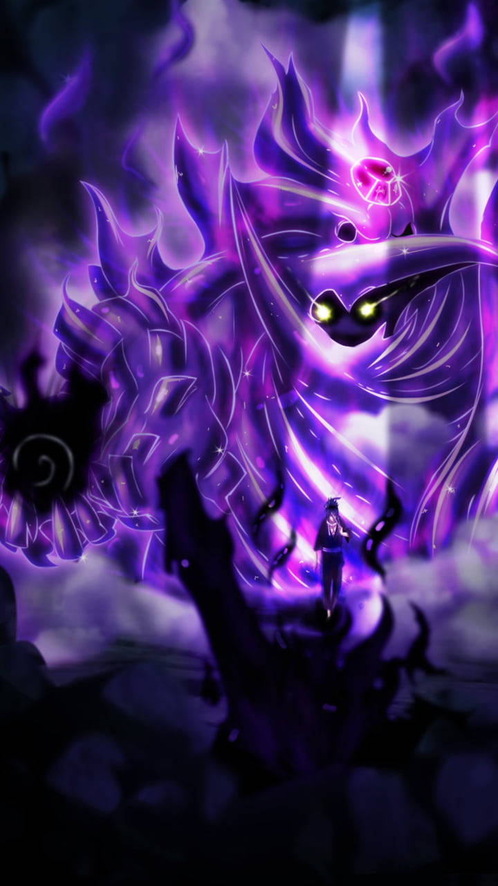 Sasuke Susanoo, purple, glowing purple dragon, HD Phone Wallpaper