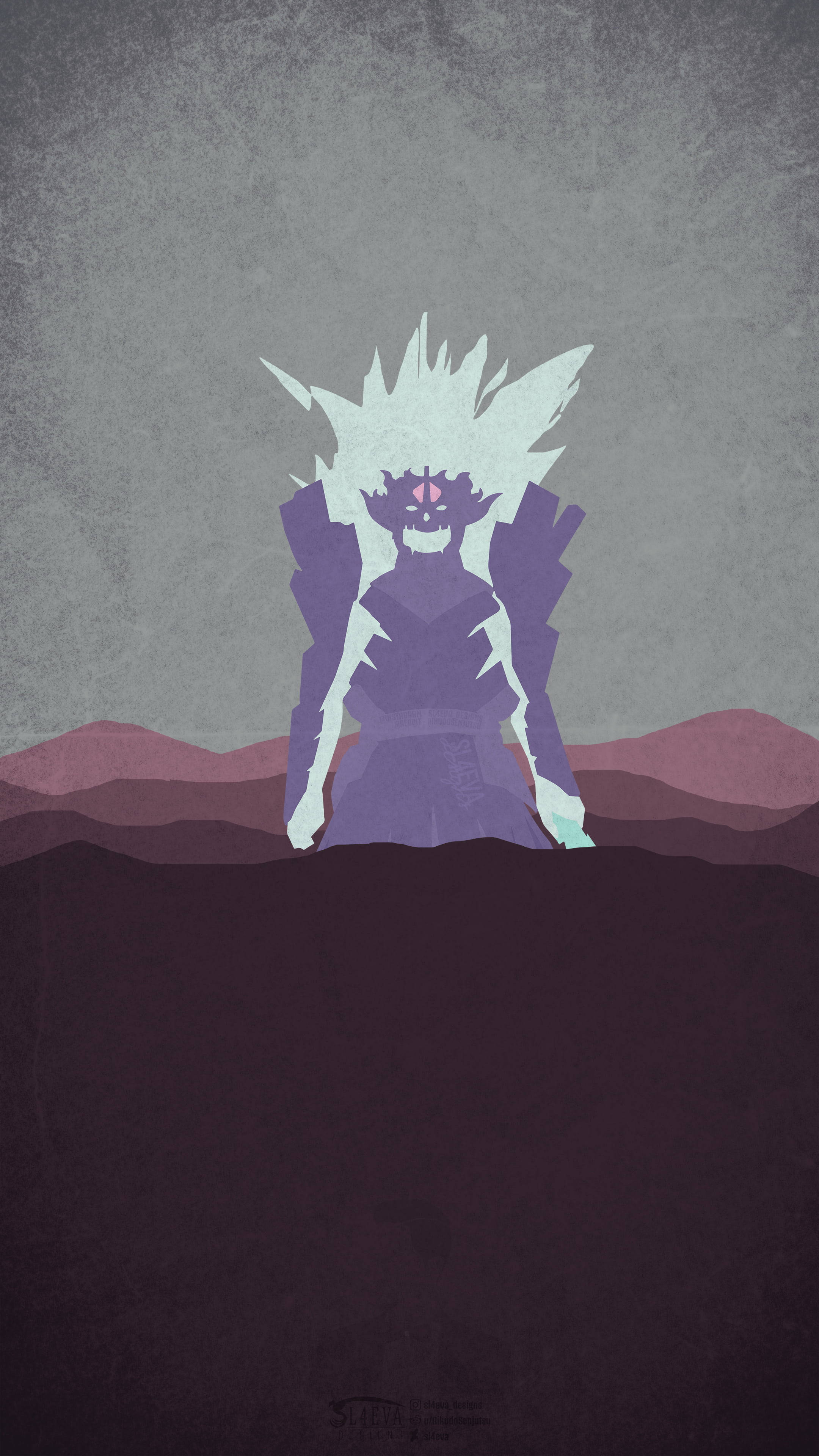 Sasuke Susanoo, purple anime character, spiky white hair, 4K Phone Wallpaper