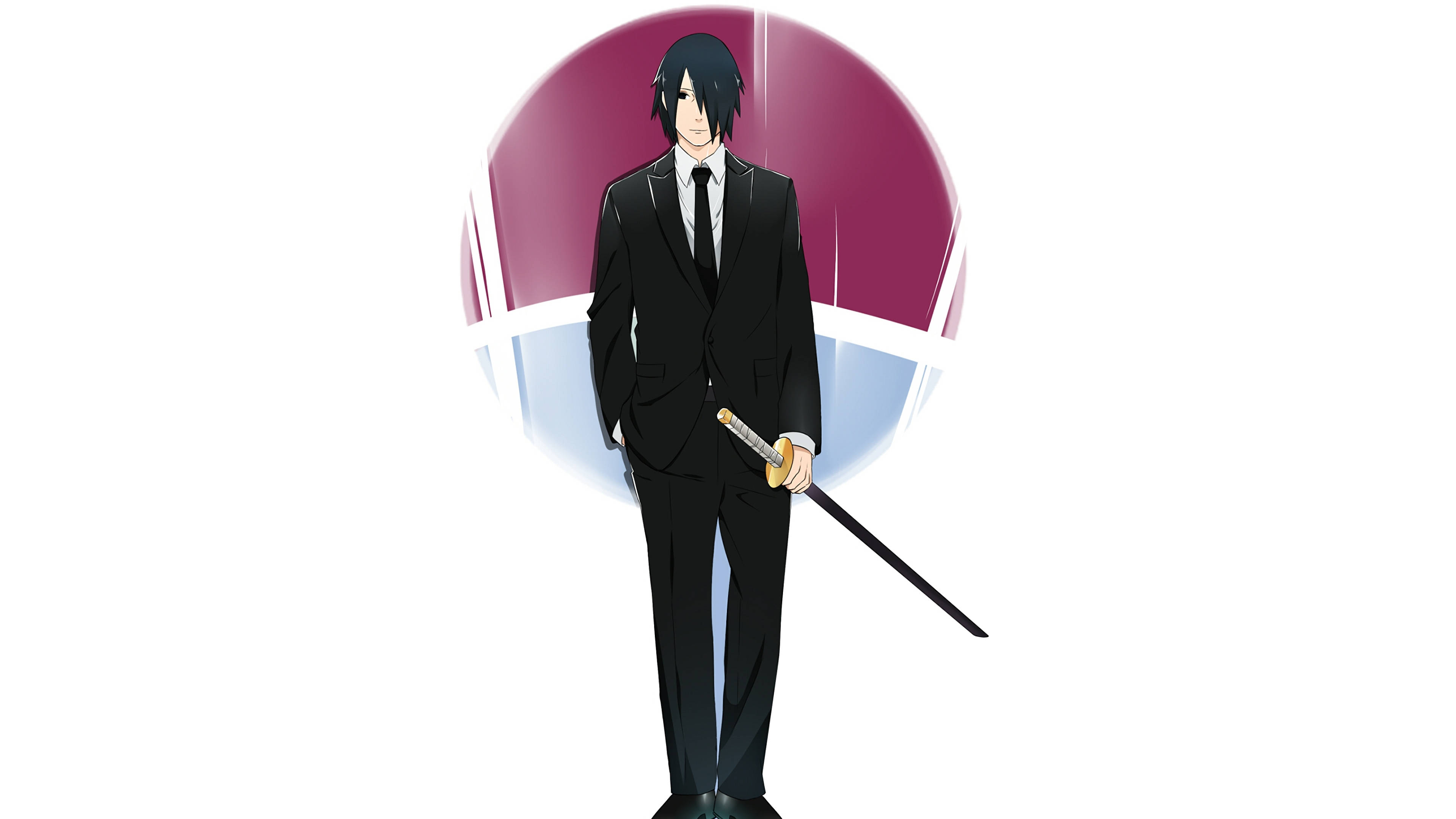 Sasuke Uchiha, black suit, sword, 4K Desktop Wallpaper