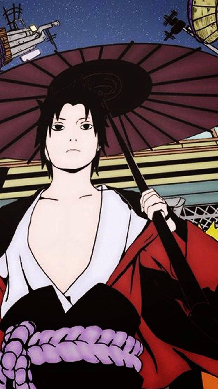 Sasuke Uchiha, kimono, wagasa, HD Phone Wallpaper