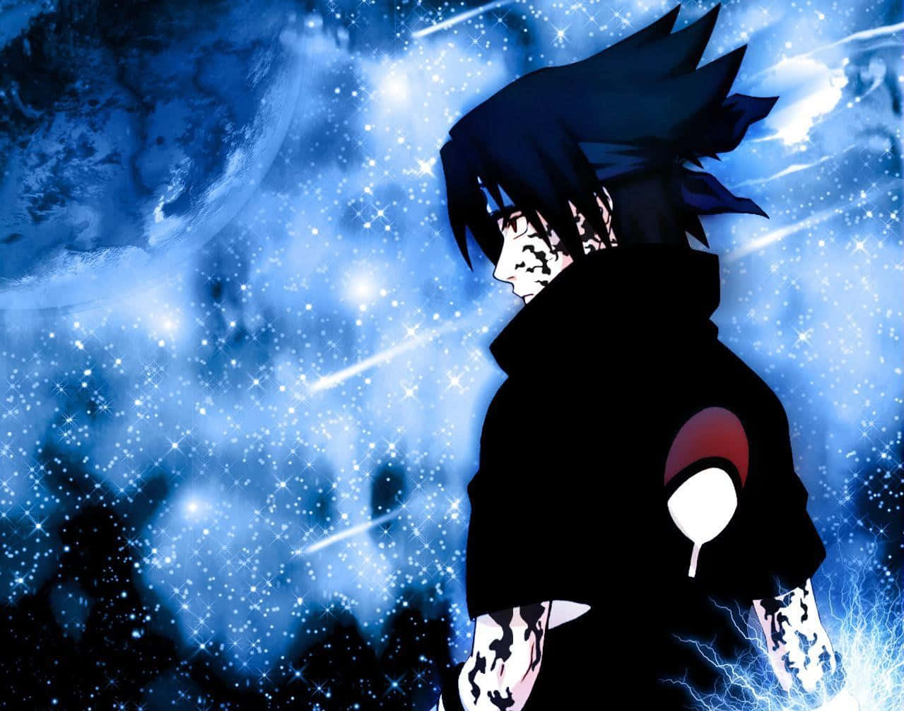 Sasuke Uchiha, Cursed Mark, starry blue sky, SD Desktop Wallpaper