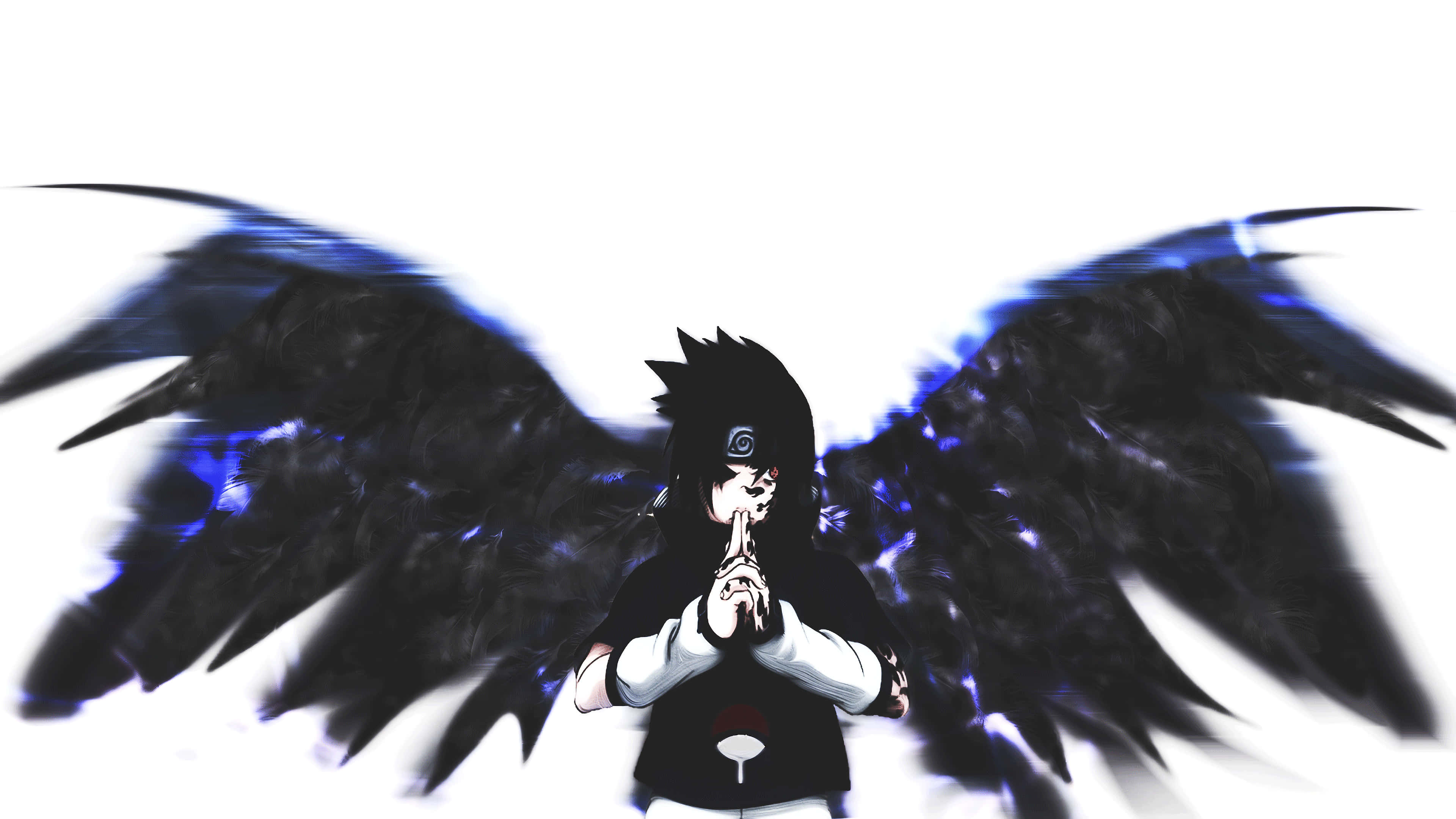 Sasuke Uchiha, Cursed Mark, black wings, 4K Desktop Wallpaper