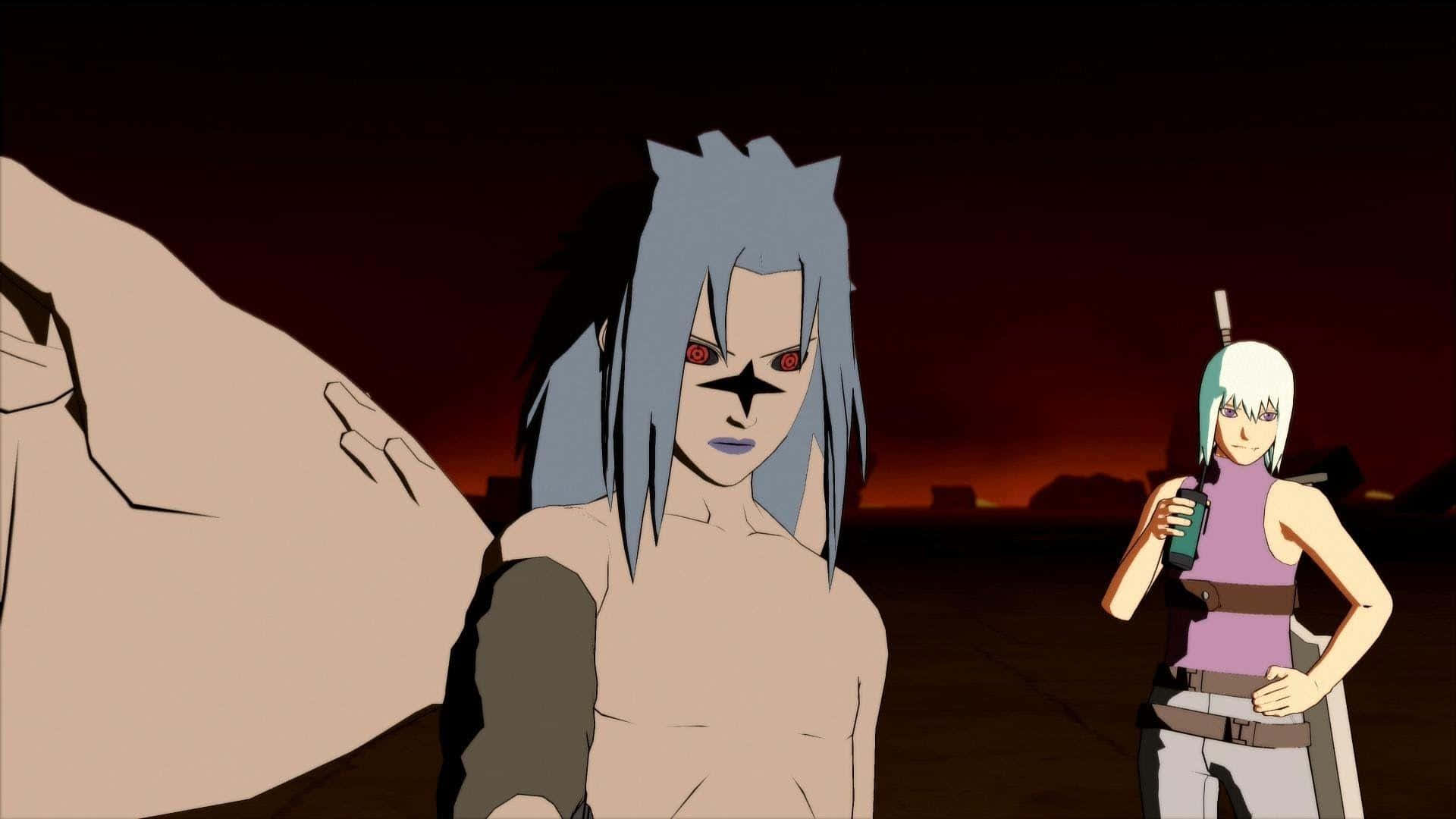 Sasuke Uchiha, cursed mark, fiery red sky, Full HD Desktop Wallpaper