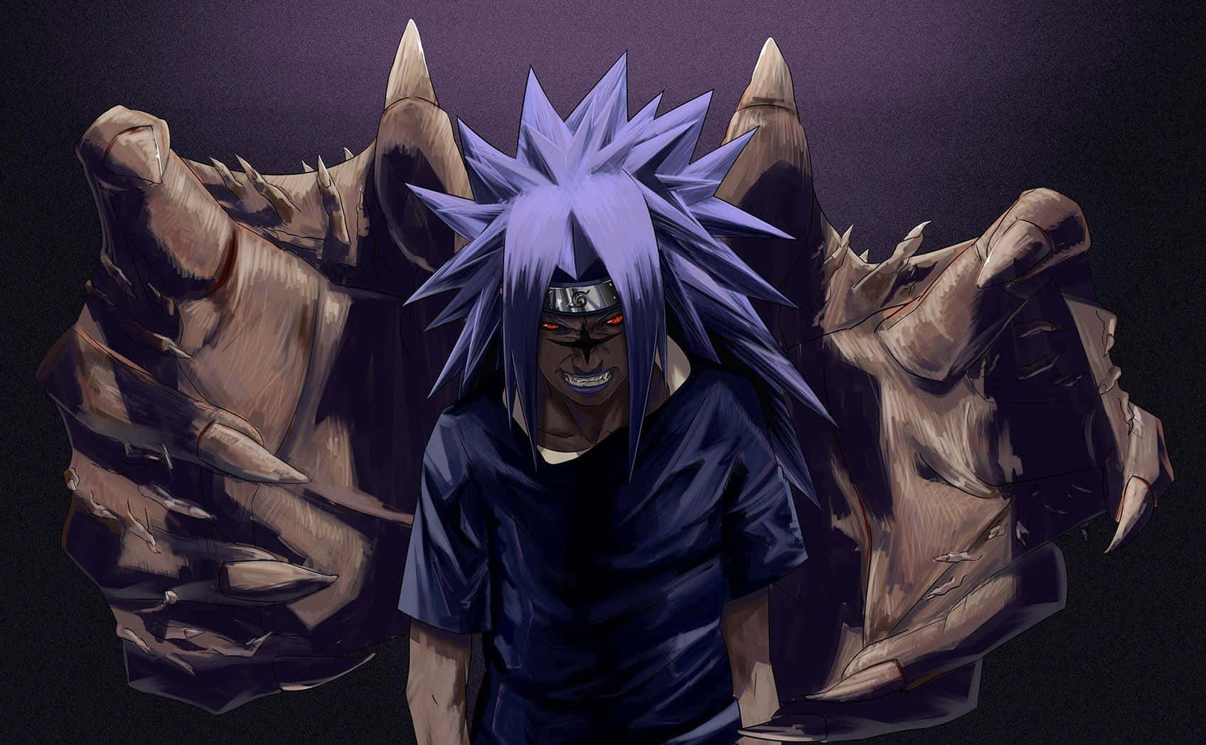 Sasuke Uchiha, Cursed Mark, spiky purple hair, HD Desktop Wallpaper