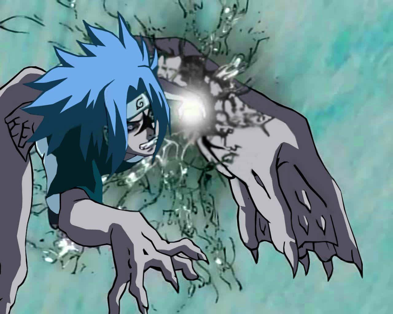 Sasuke Uchiha, Cursed Mark, blue-haired, HD Desktop Wallpaper