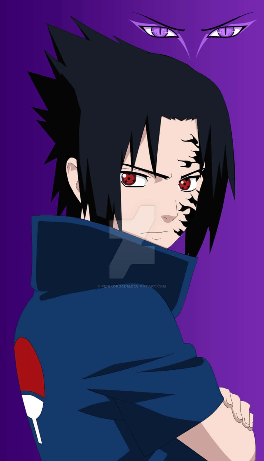 Sasuke Uchiha, Cursed Mark, red eyes, HD Phone Wallpaper