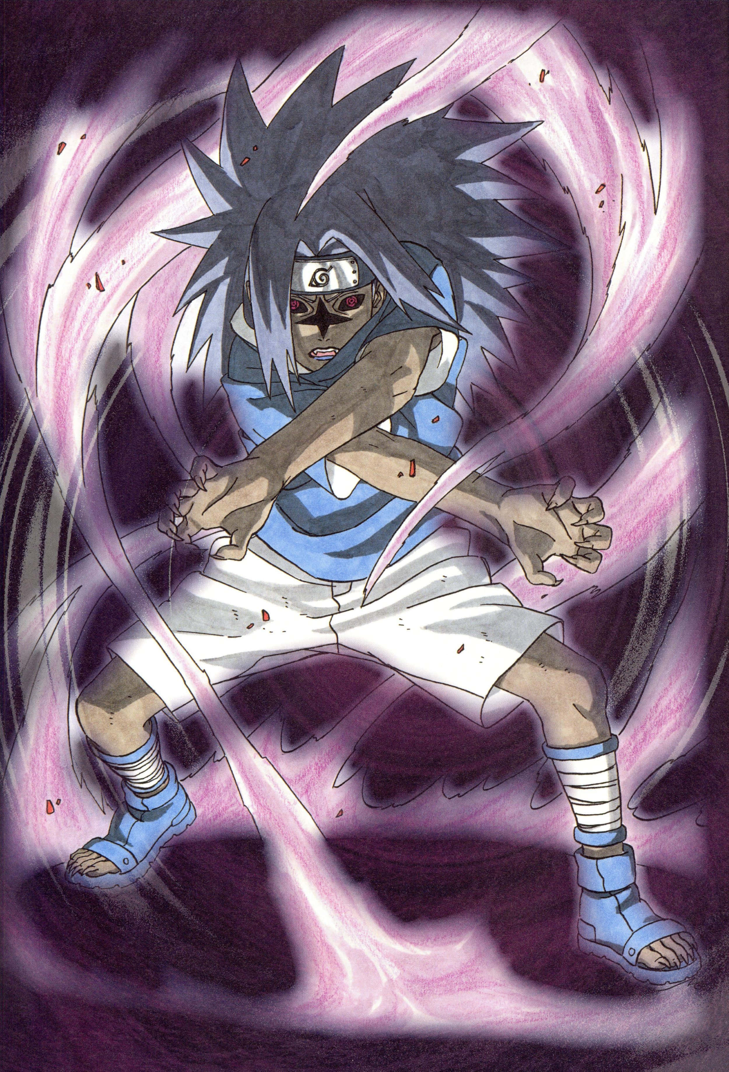 Sasuke Uchiha, Cursed Mark, spiky silver hair, 2K Phone Wallpaper