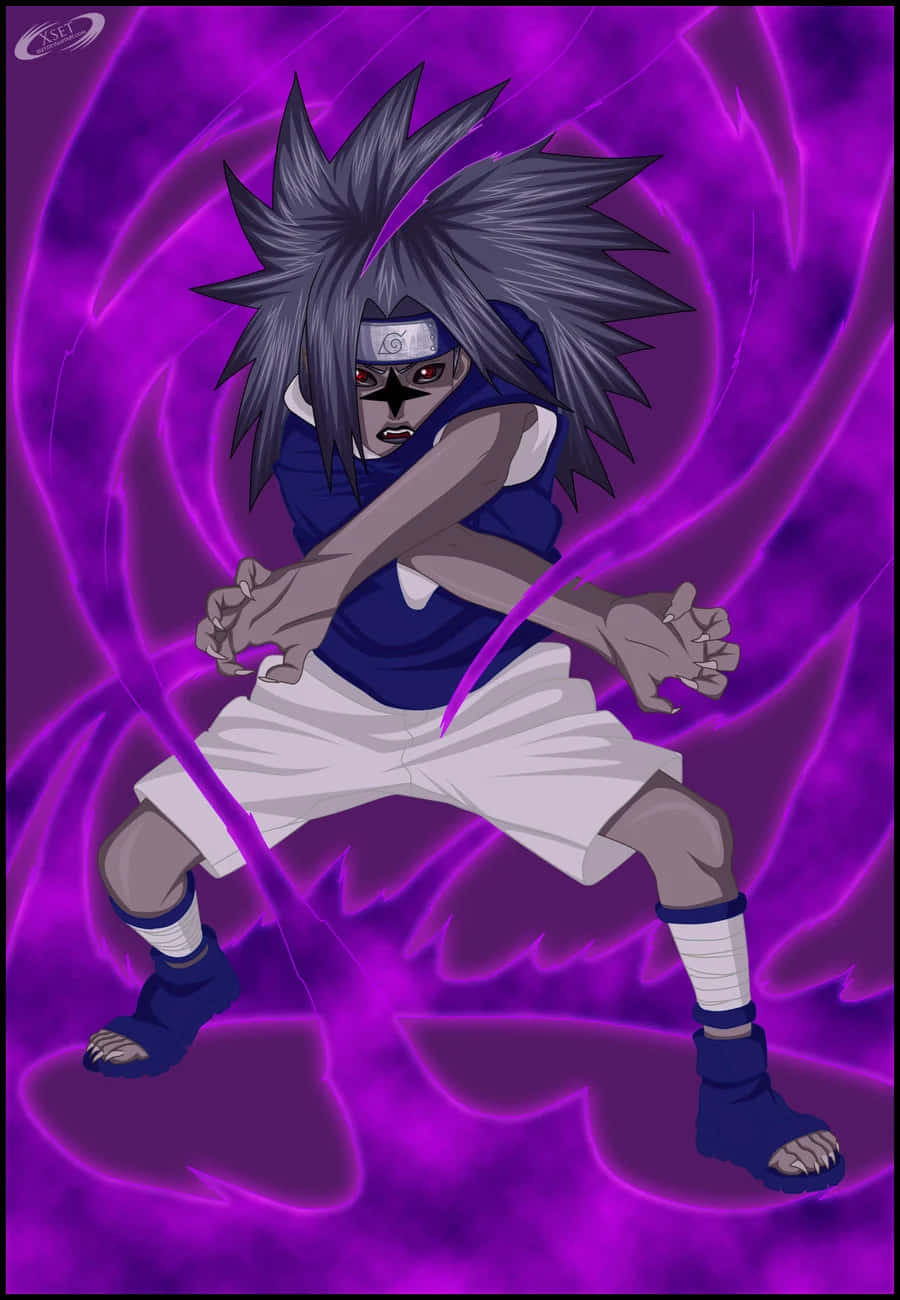 Sasuke Uchiha, Cursed Mark, purple chakra, HD Phone Wallpaper