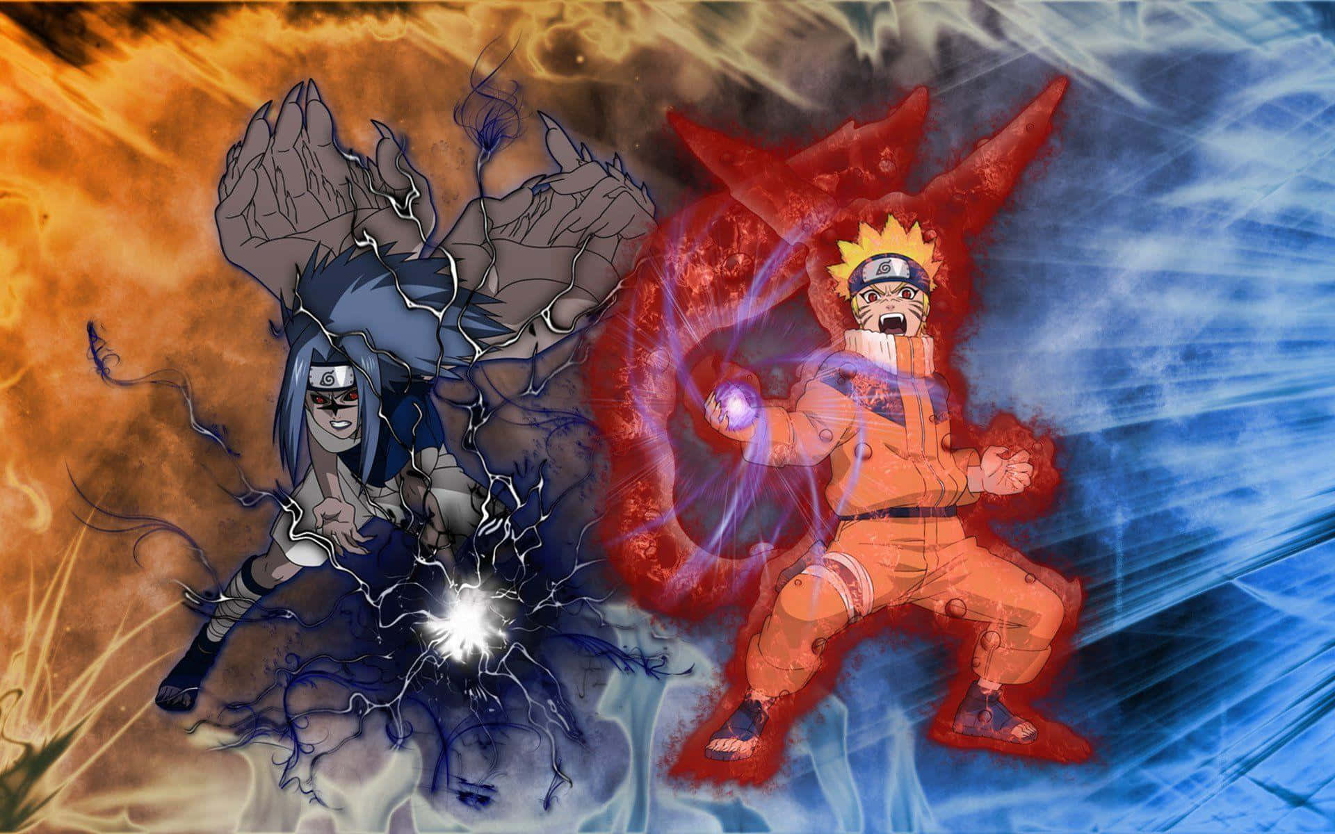 Sasuke Uchiha, Cursed Mark, fiery orange, Full HD Desktop Wallpaper