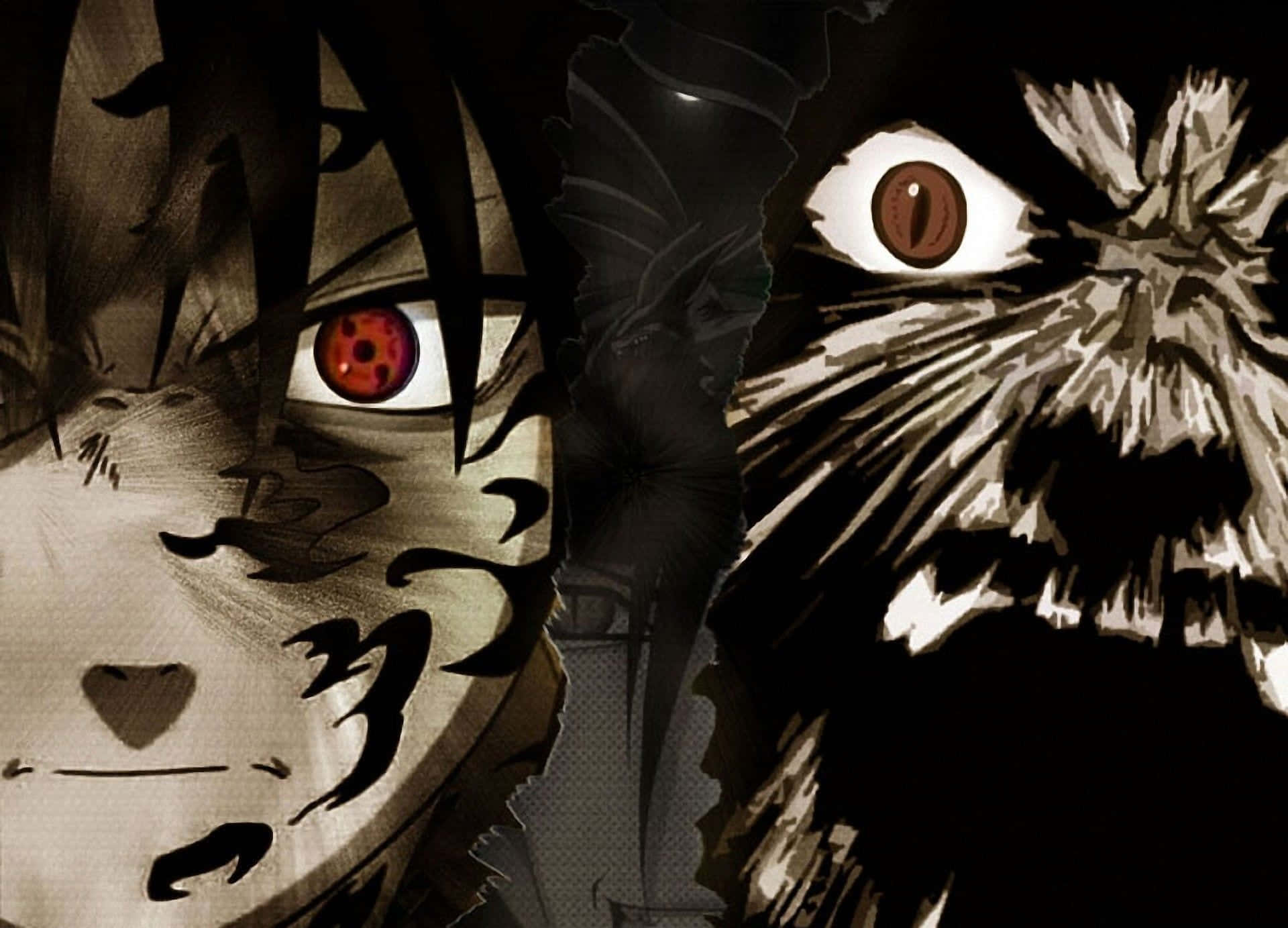 Sasuke Uchiha, Cursed Mark, red eye, Full HD Desktop Wallpaper