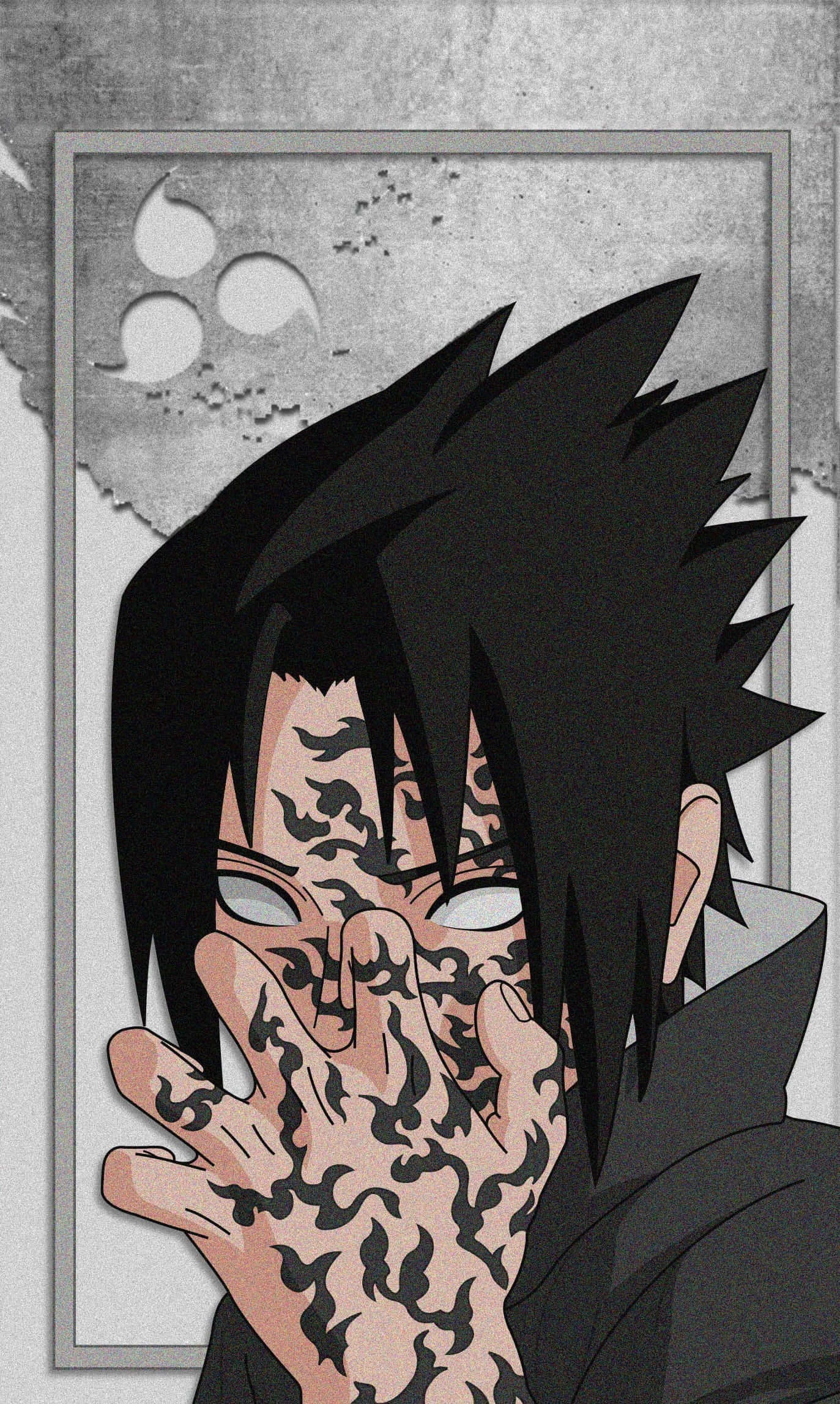 Sasuke Uchiha, Cursed Mark, flame-patterned hand, Full HD Phone Wallpaper