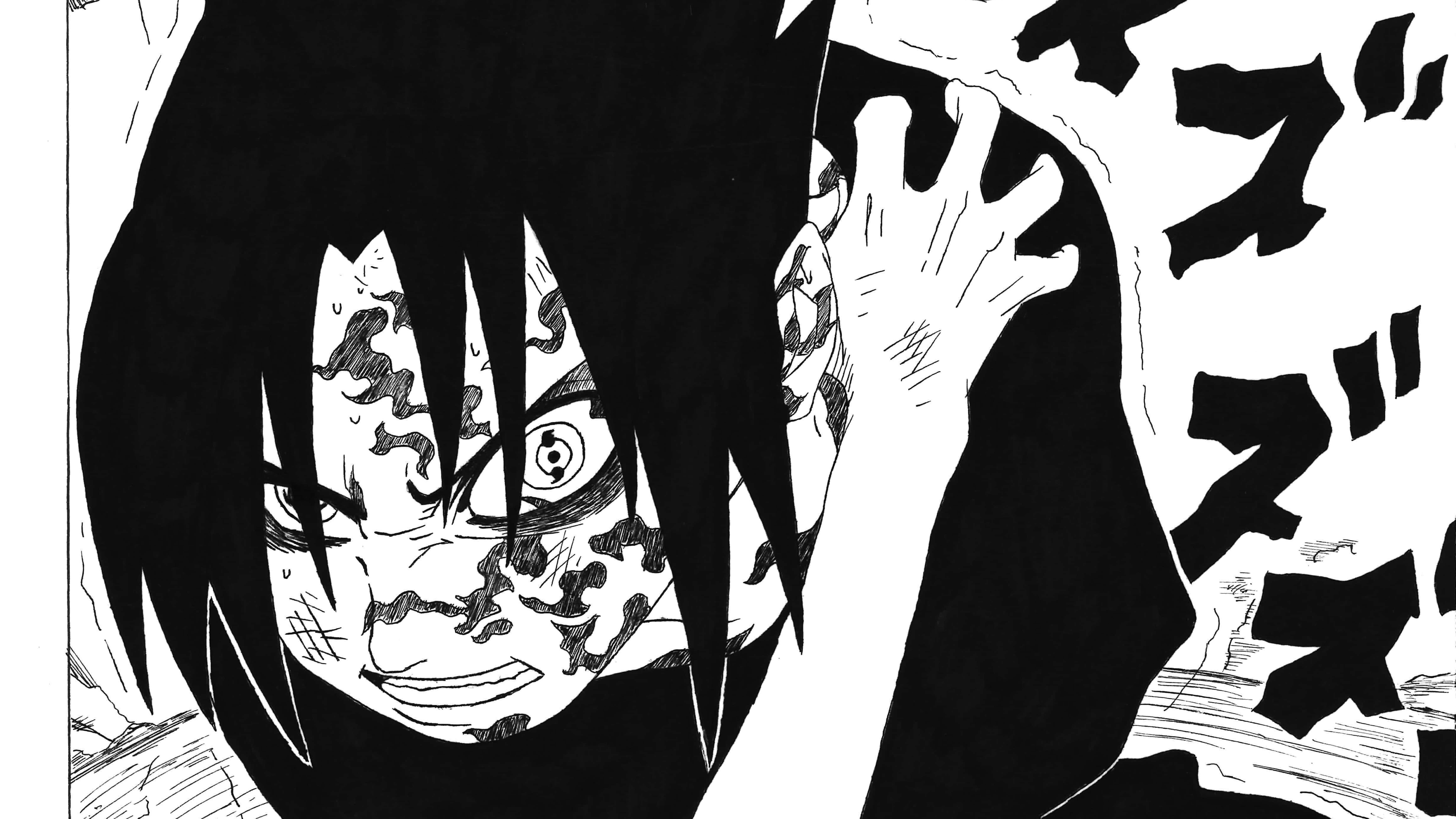 Sasuke Uchiha, Cursed Mark, black and white anime character, 5K Desktop Wallpaper