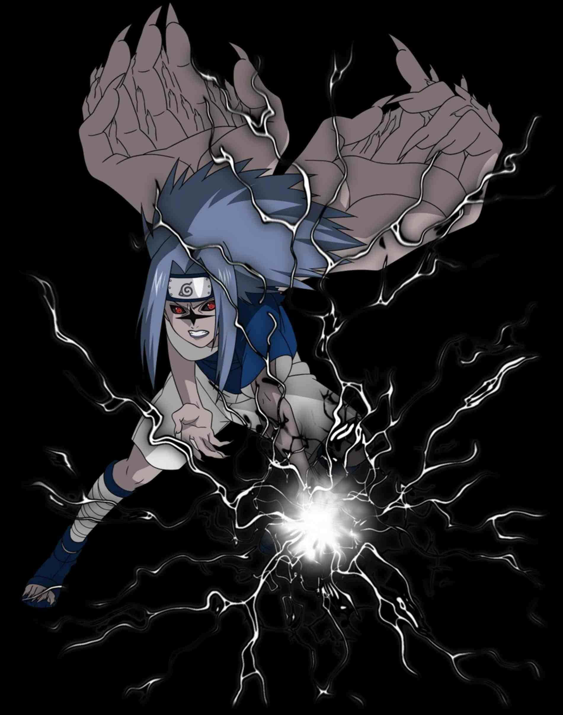 Sasuke Uchiha, Cursed Mark, crackling lightning, Full HD Phone Wallpaper