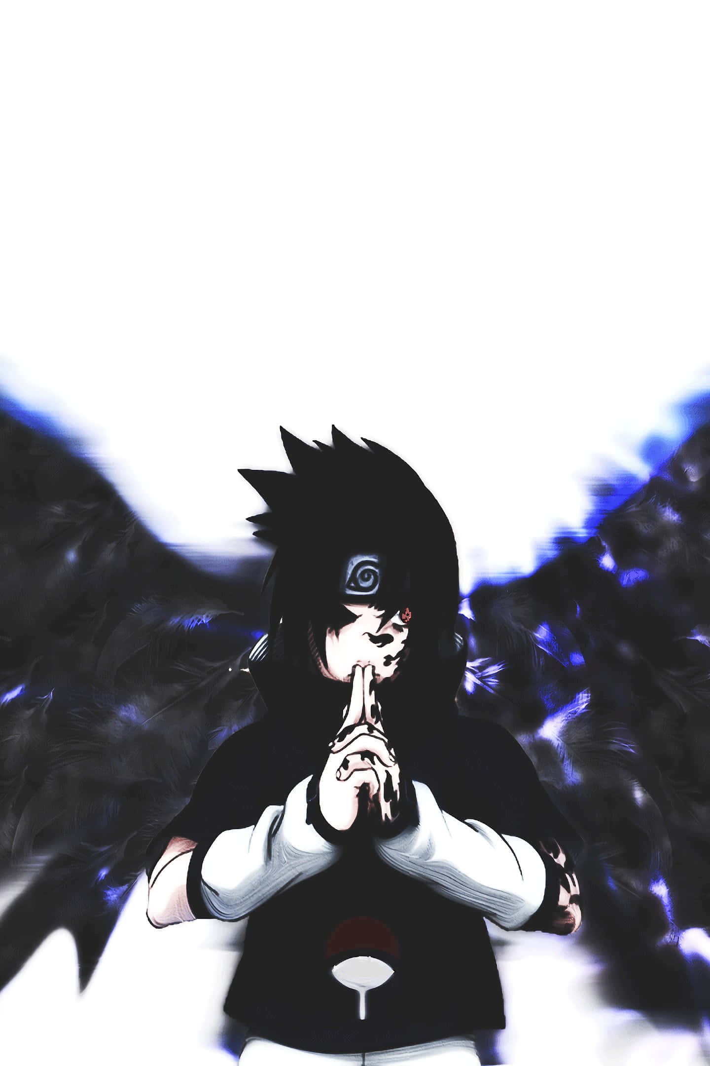 Sasuke Uchiha, Cursed Mark, glowing blue wings, Full HD Phone Wallpaper