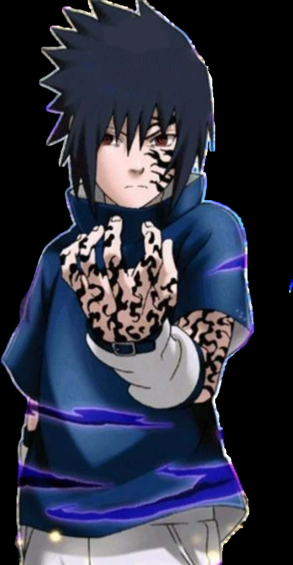 Sasuke Uchiha, Cursed Mark, glowing purple chakra patterns, Full HD Phone Wallpaper