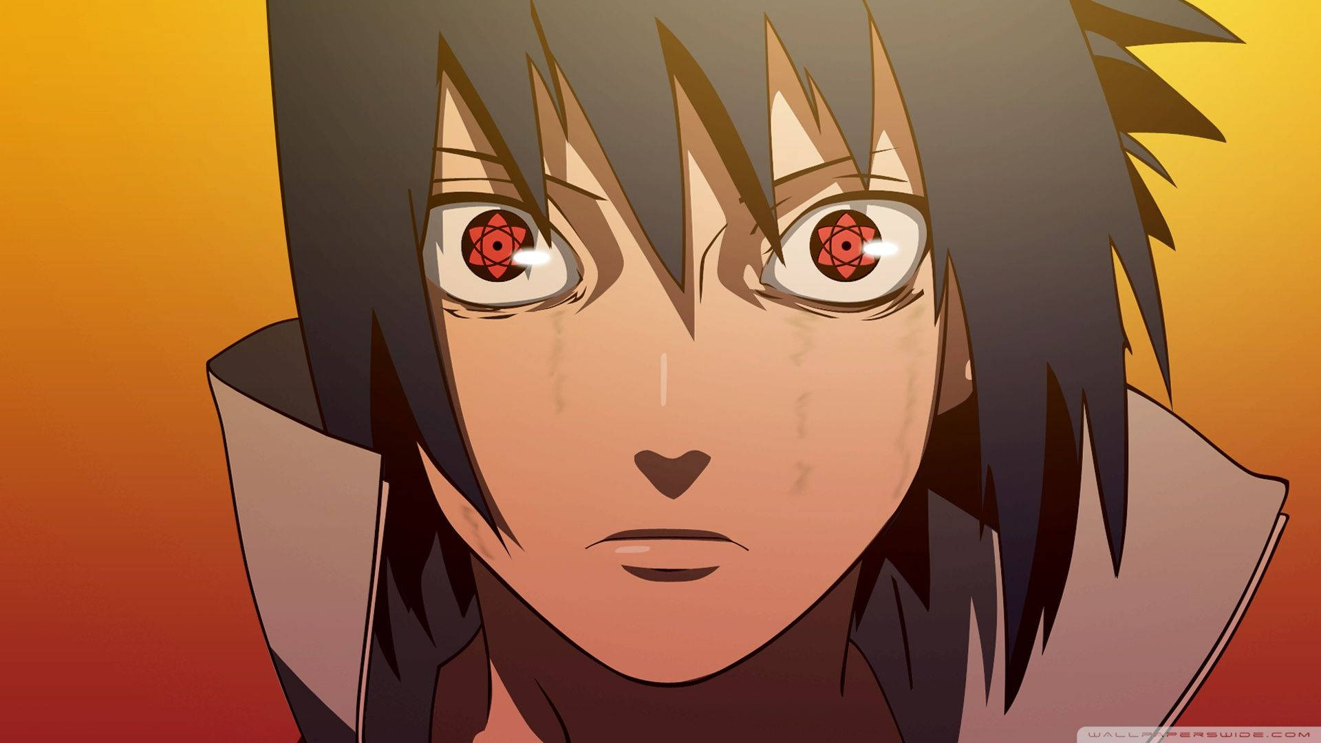 Sasuke Uchiha, Mangekyou Sharingan, red tomoe eyes, Full HD Desktop Wallpaper