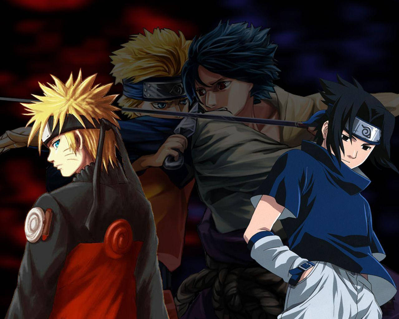 Sasuke Vs Naruto, anime ninja warriors, dynamic combat poses, HD Desktop Wallpaper