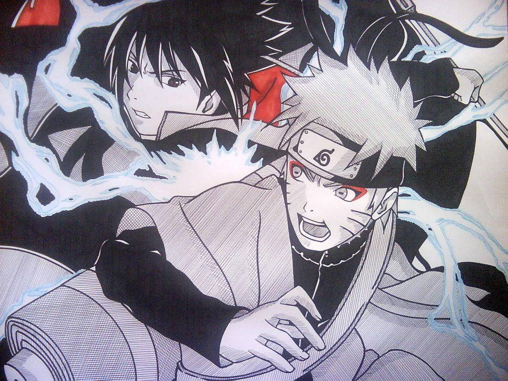 Sasuke, Naruto, blue chakra energy, SD Desktop Wallpaper