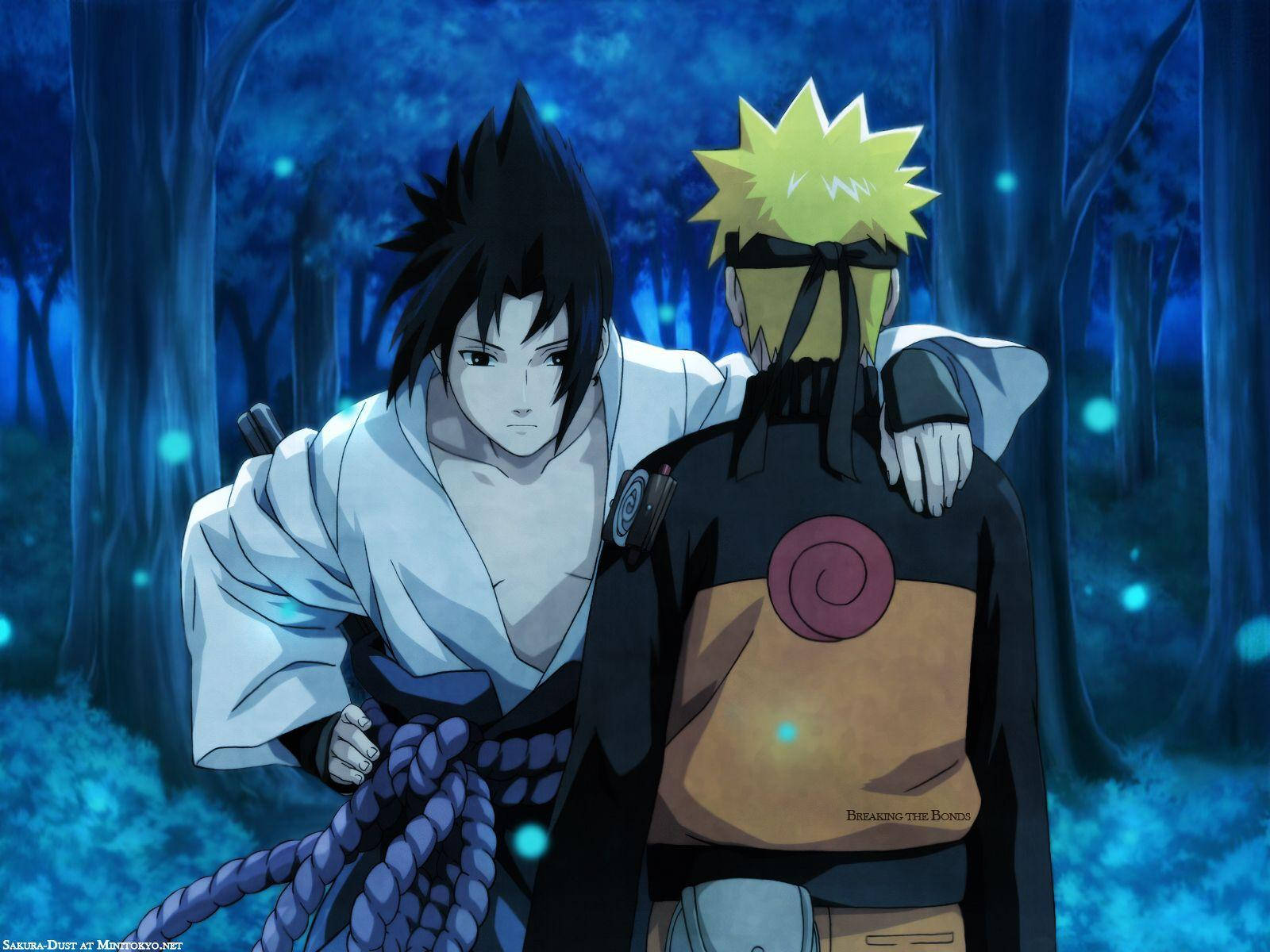 Sasuke, Naruto, mystical blue forest, HD Desktop Wallpaper