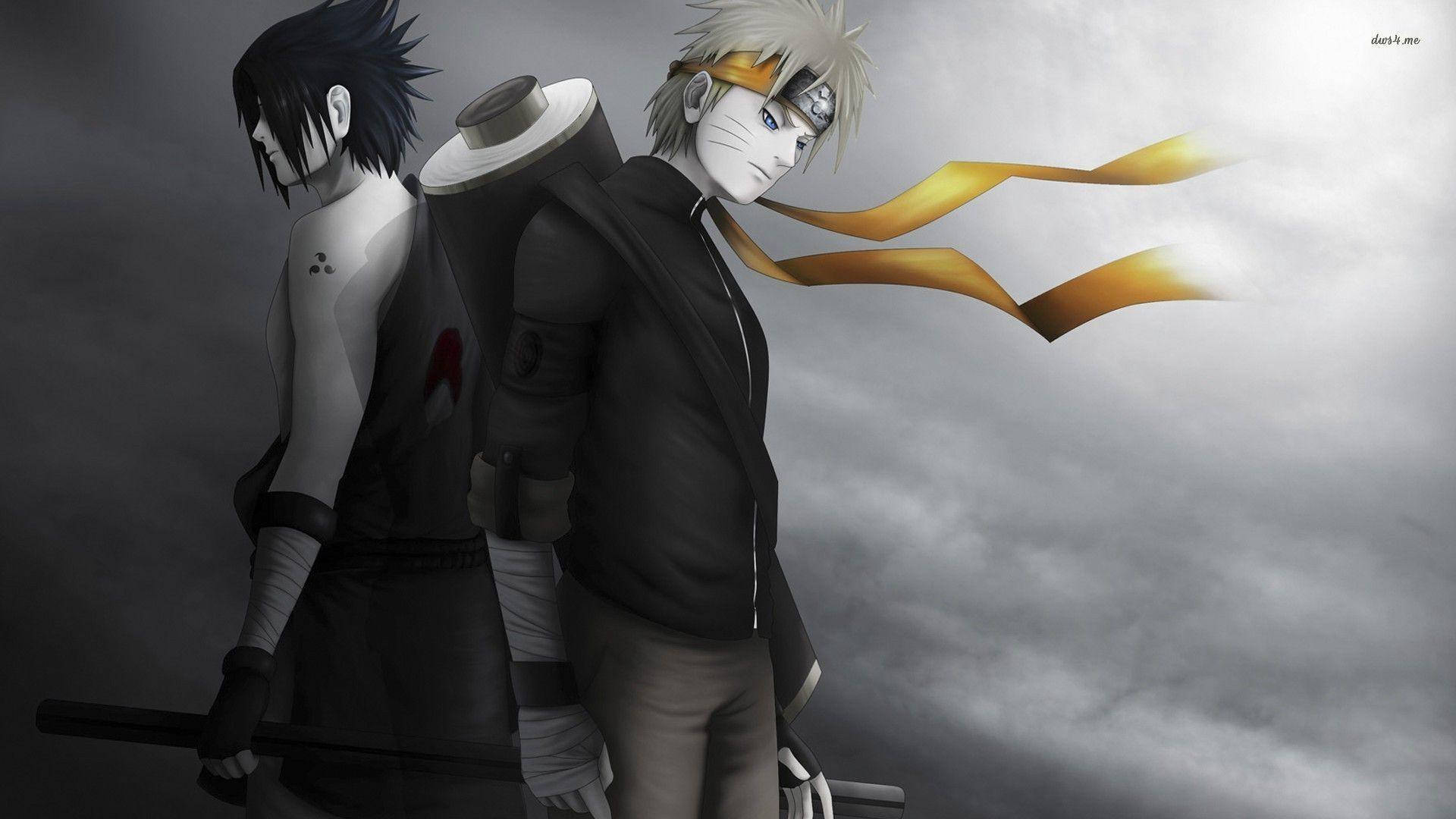 Sasuke, Naruto, stormy gray sky, Full HD Desktop Wallpaper