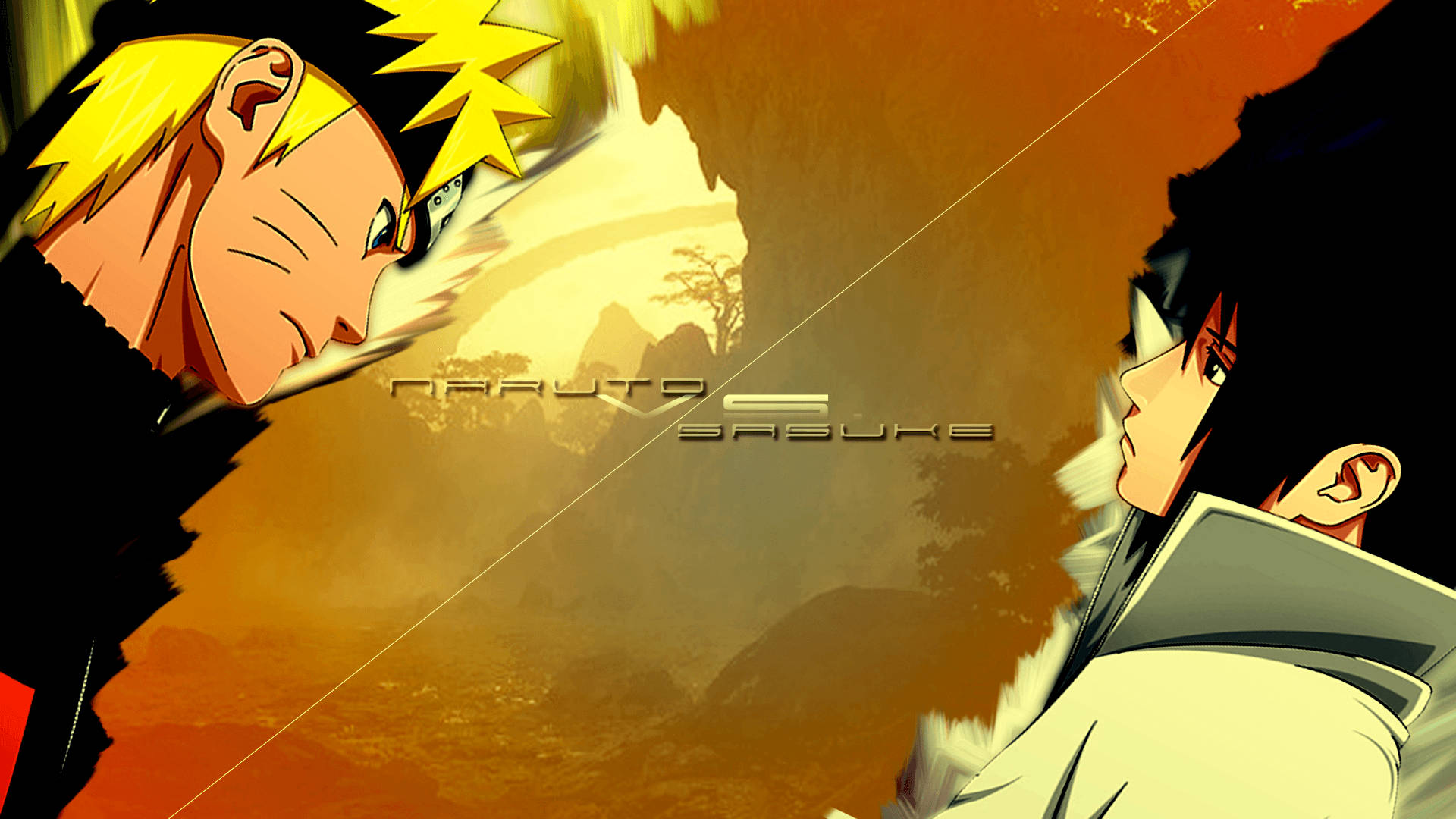 Naruto, Sasuke, orange theme, Full HD Desktop Wallpaper