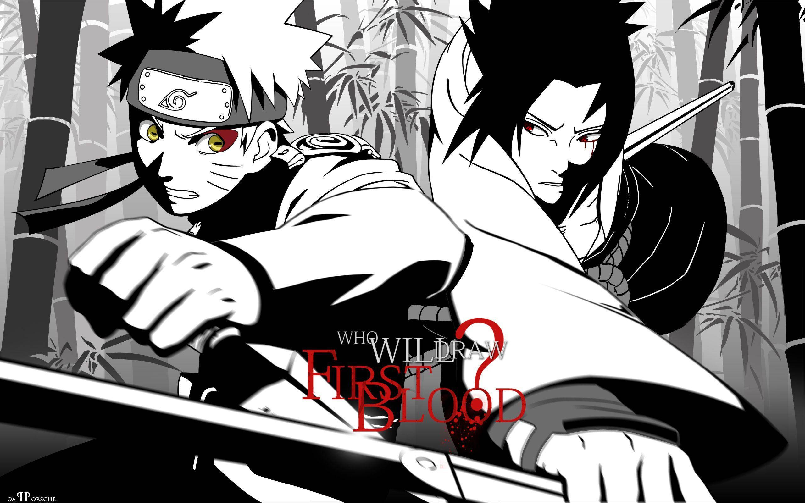 Naruto, Sasuke, bamboo forest, 2K Desktop Wallpaper