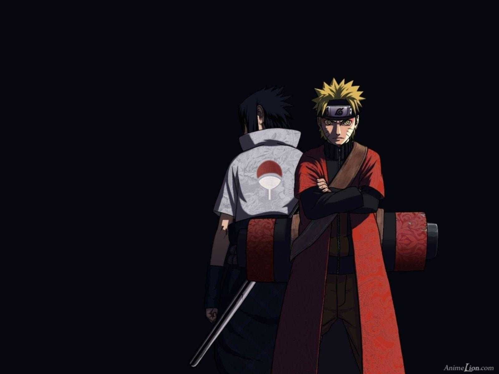 Naruto, Sasuke, red cloak, HD Desktop Wallpaper
