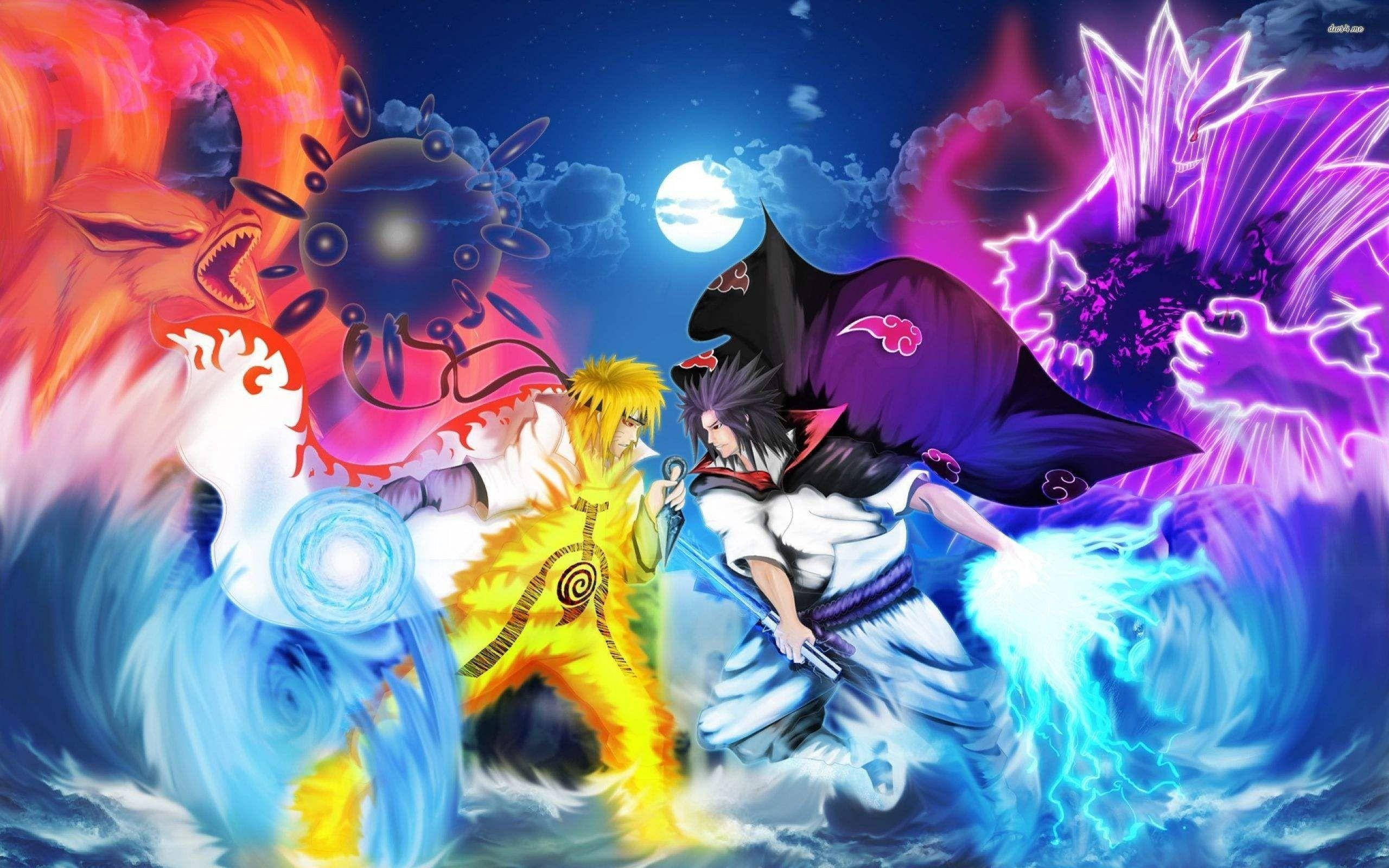Sasuke, Naruto, cosmic battle, 2K Desktop Wallpaper