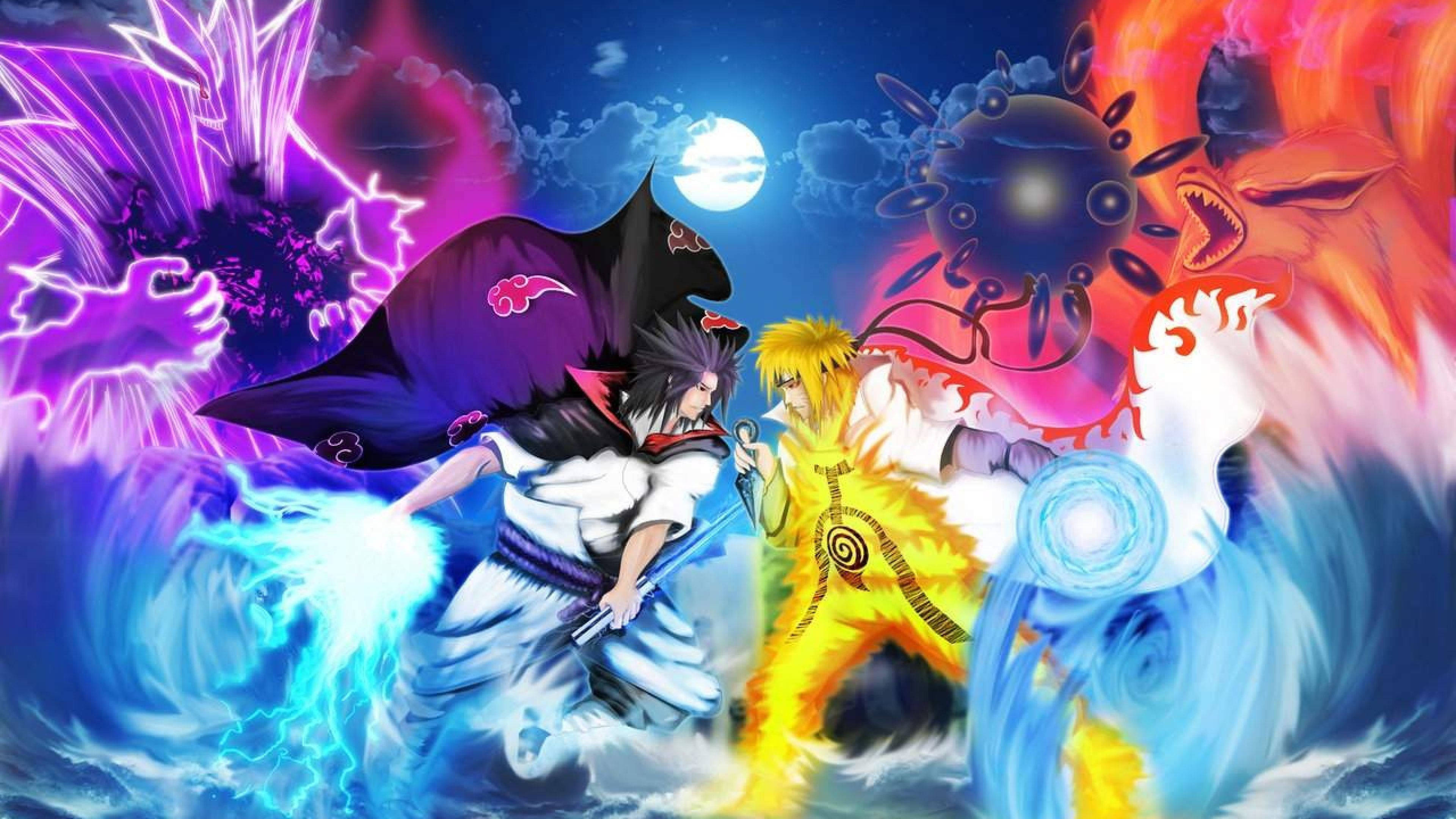 Naruto, Sasuke, cosmic battle, 4K Desktop Wallpaper