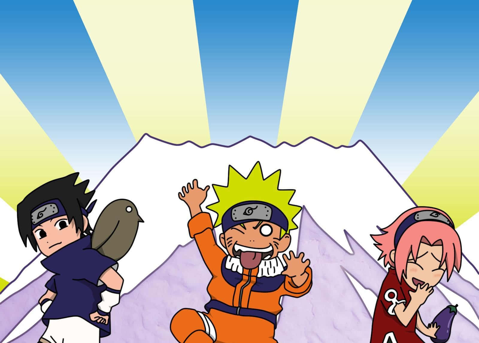 Sasuke, Naruto, snow-capped mountain, HD Desktop Wallpaper