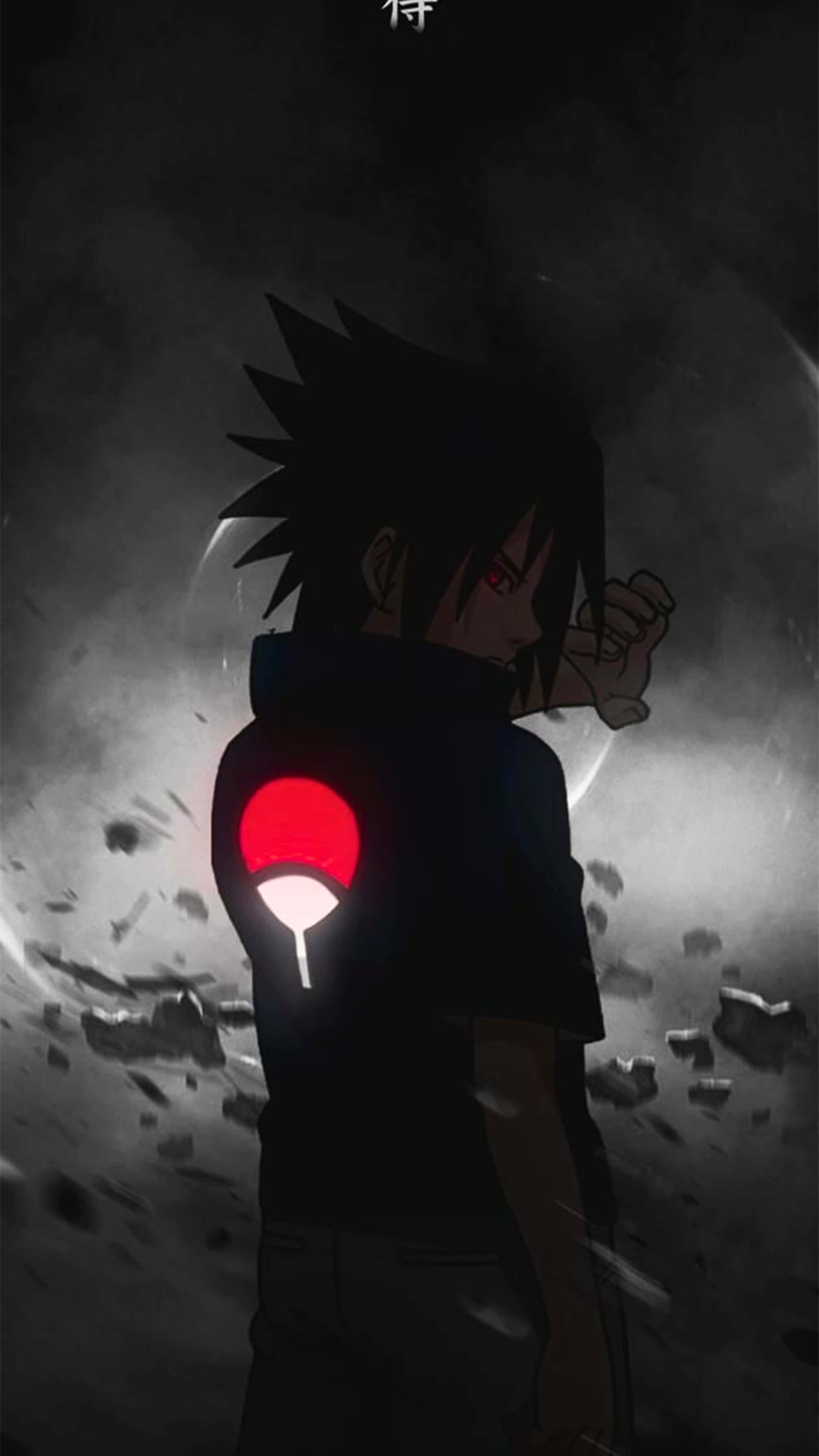 Sasuke, glowing red eyes, glowing red and white symbol, 4K Phone Wallpaper