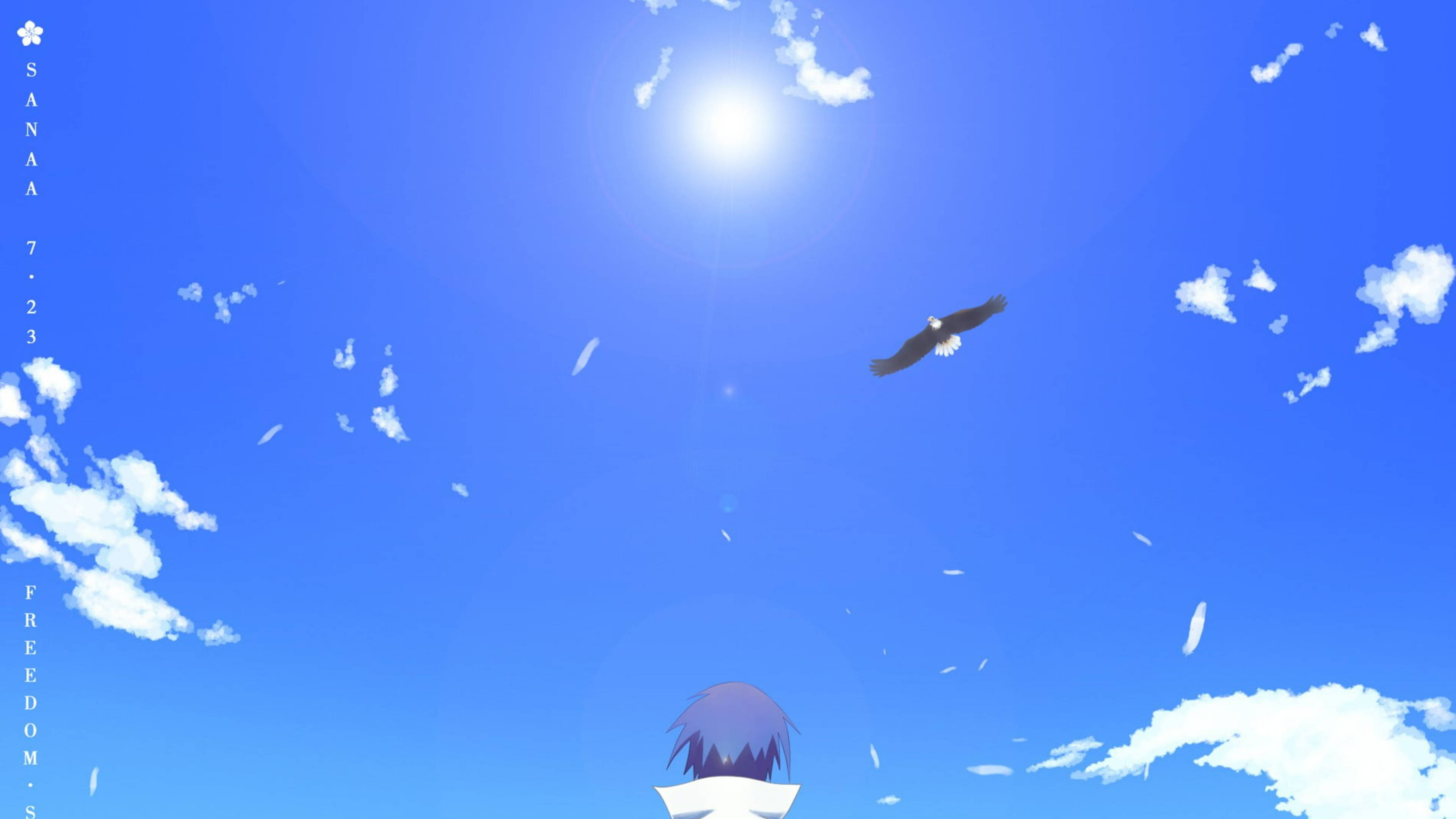 Sasuke, sunny sky, purple-haired figure, 4K Desktop Wallpaper
