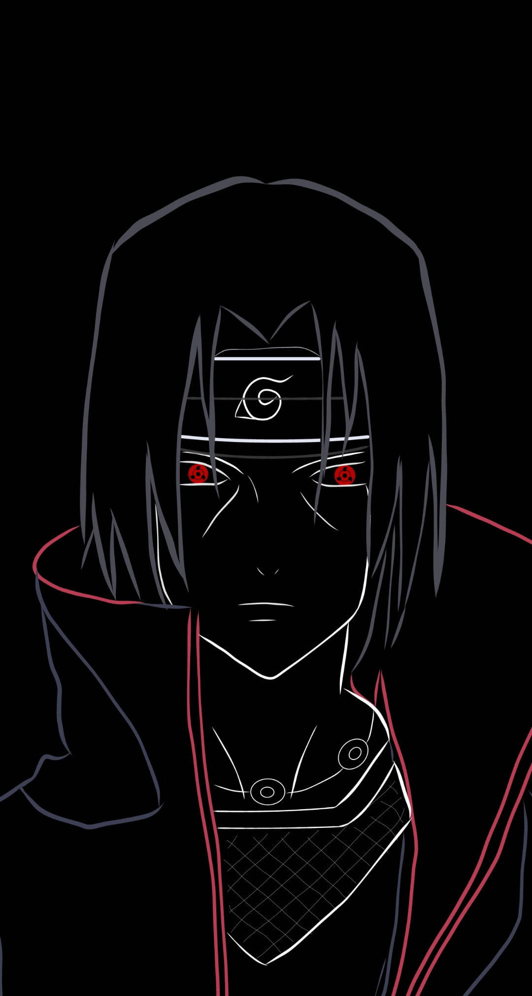 Sasuke, glowing red eyes, headband outlined in white, Full HD Phone Wallpaper