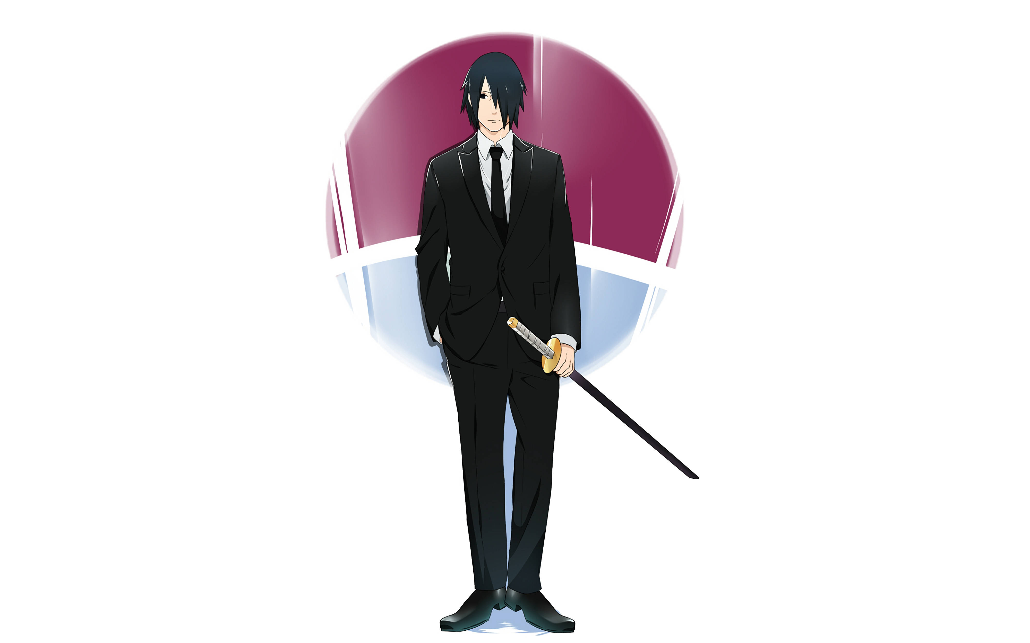 Sasuke, black suit, sword, 4K Desktop Wallpaper