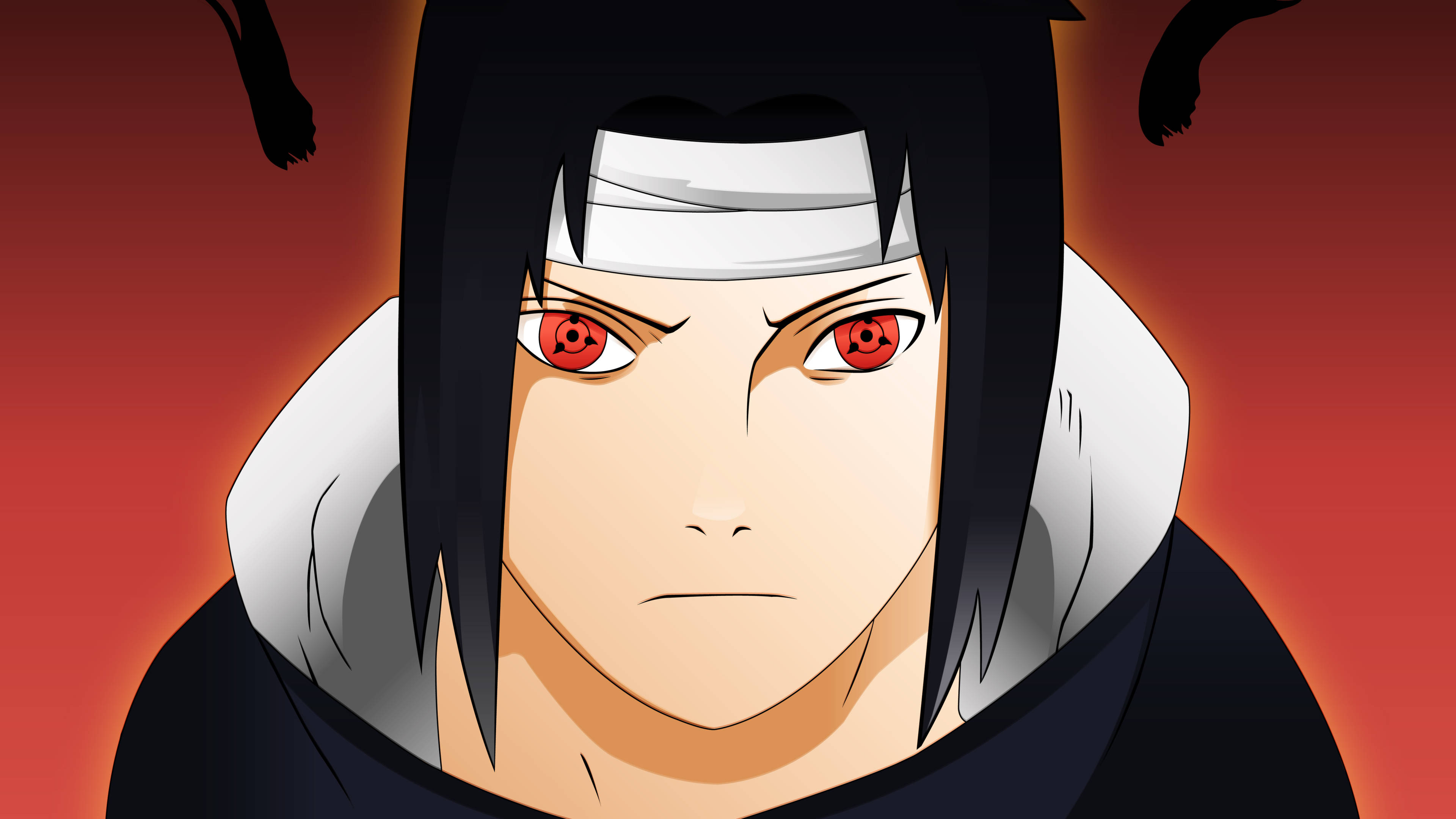 Sasuke, red eyes, black hair, 4K Desktop Wallpaper