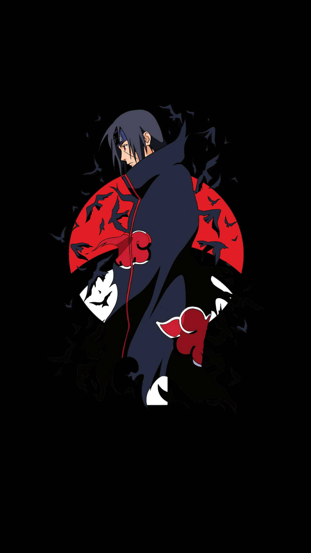 Sasuke, dark hair, red cloud-patterned cloak, Full HD Phone Wallpaper