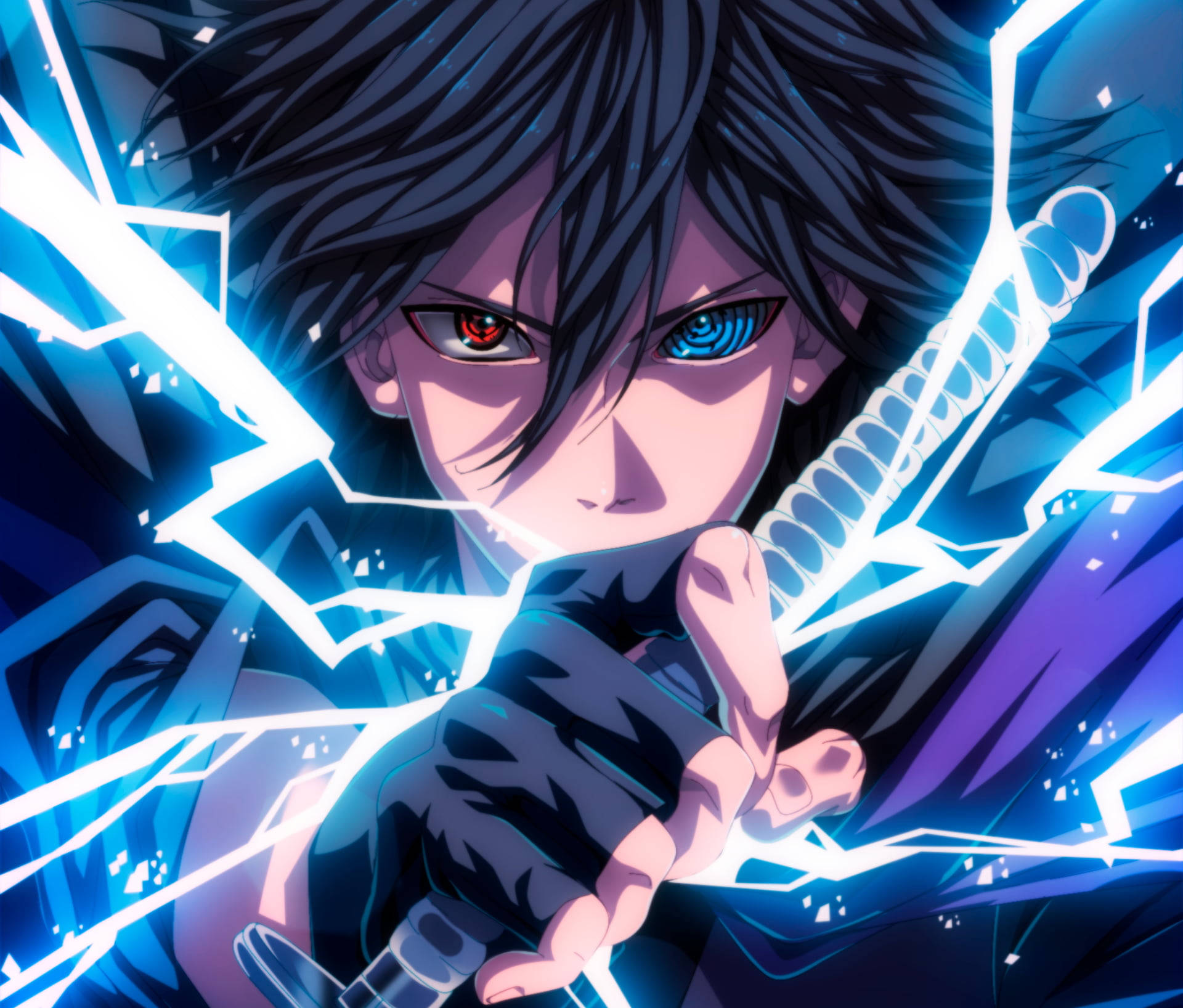 Sasuke, anime character, mismatched red and blue eyes, Full HD Desktop Wallpaper