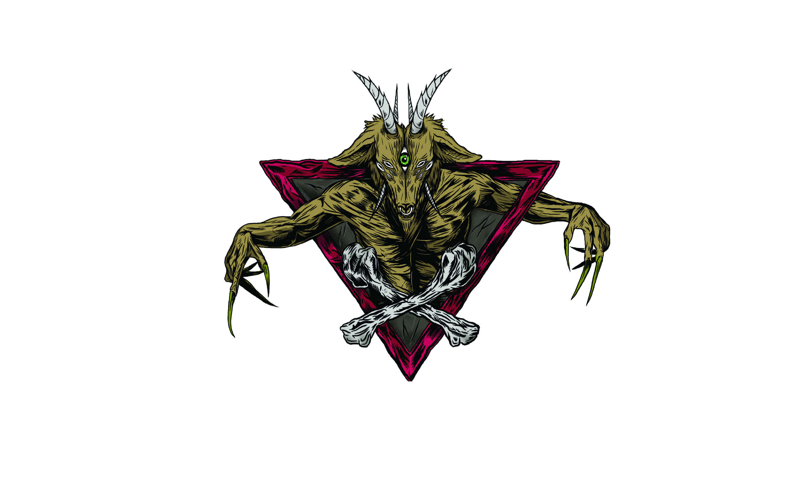 demonic entity, inverted pentagram, horned goat-headed demon, 2K Desktop Wallpaper