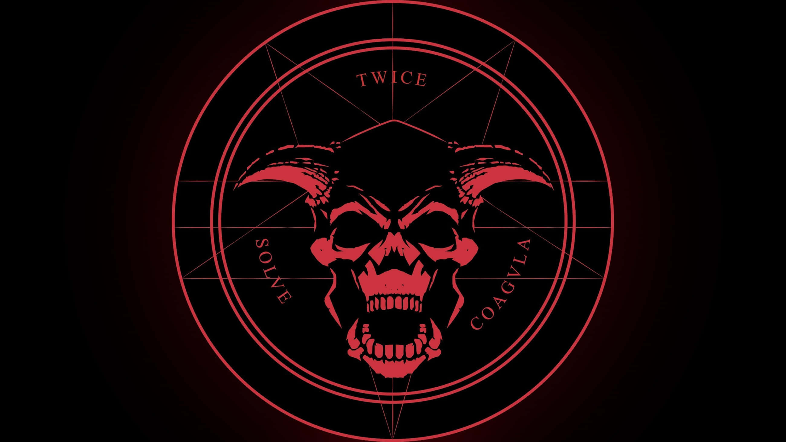 satanic skull, sigil artwork, red demonic skull, 2K Desktop Wallpaper