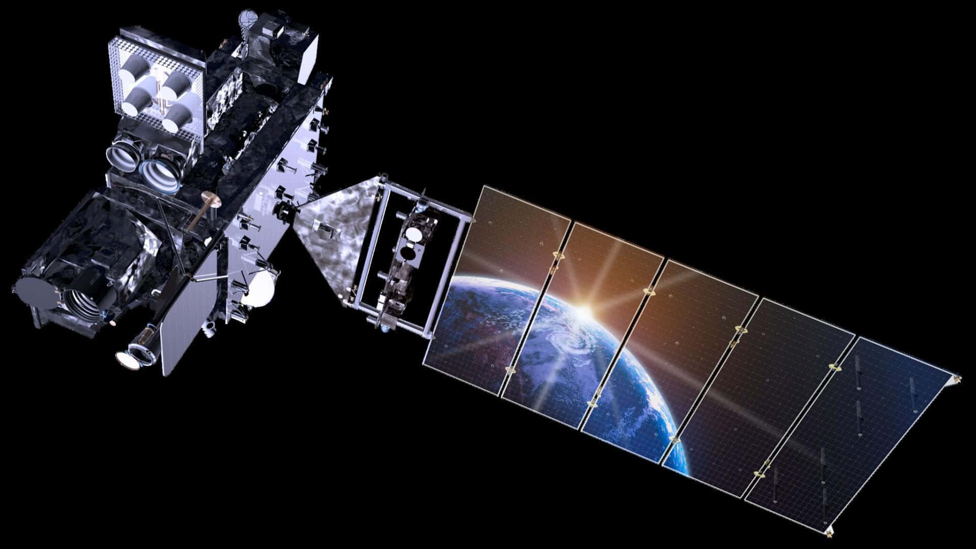 satellite, solar panels, black void, Full HD Desktop Wallpaper