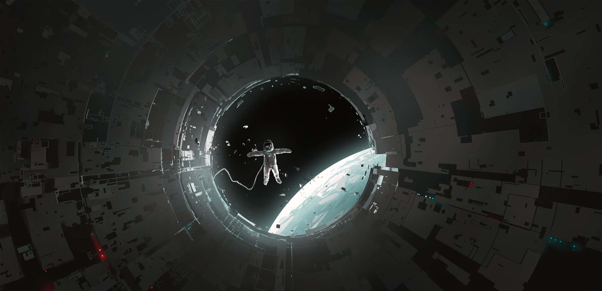 space technology 2000, futuristic space station, astronaut, Full HD Desktop Wallpaper